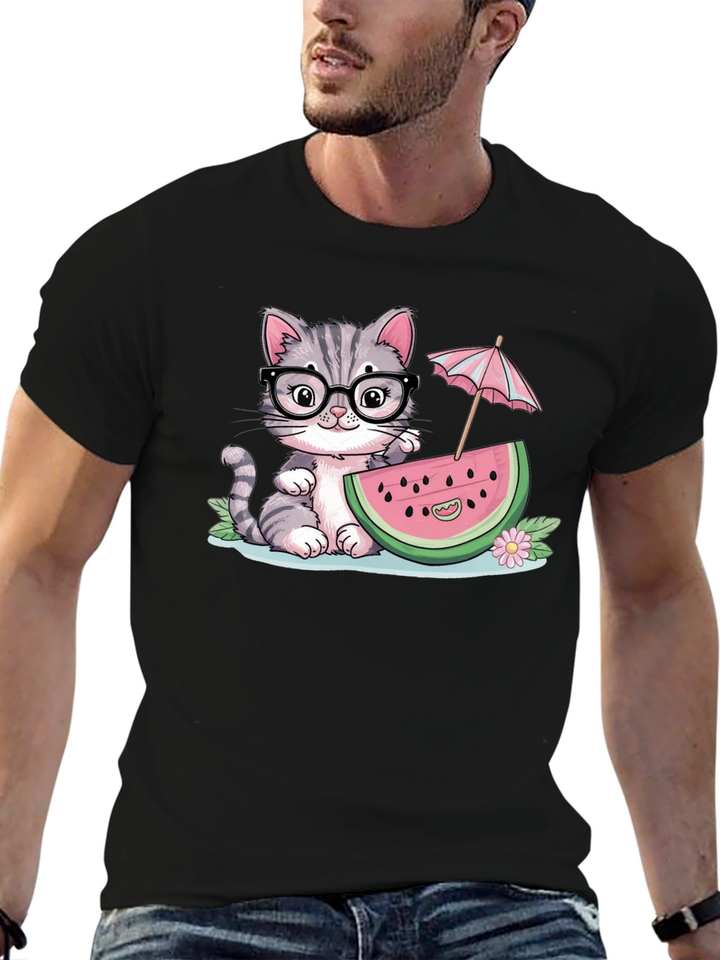 Cute Cat Watermelon T-Shirt