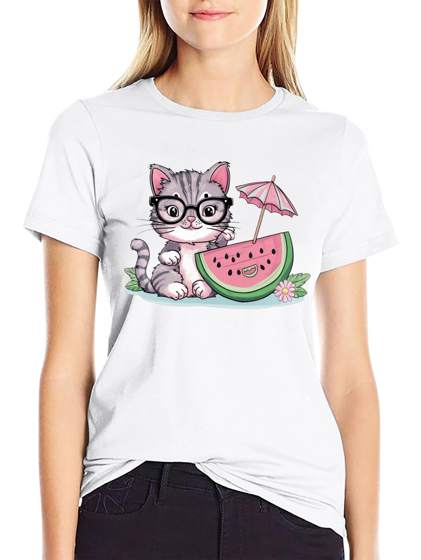 Cute Cat Watermelon T-Shirt