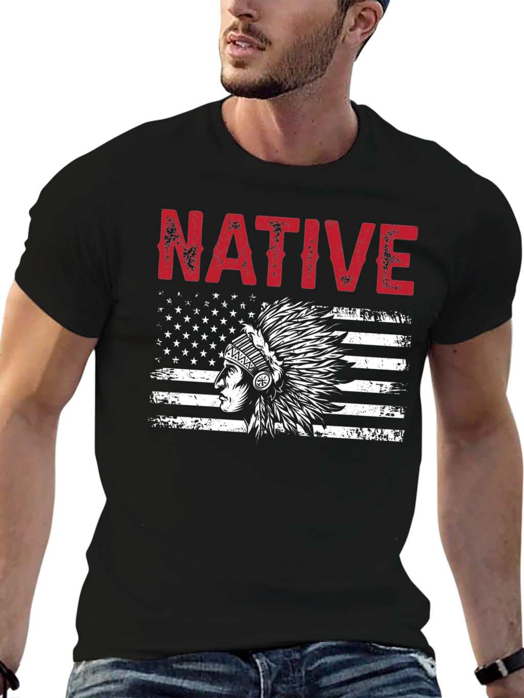 Native American Flag Graphic T-Shirt