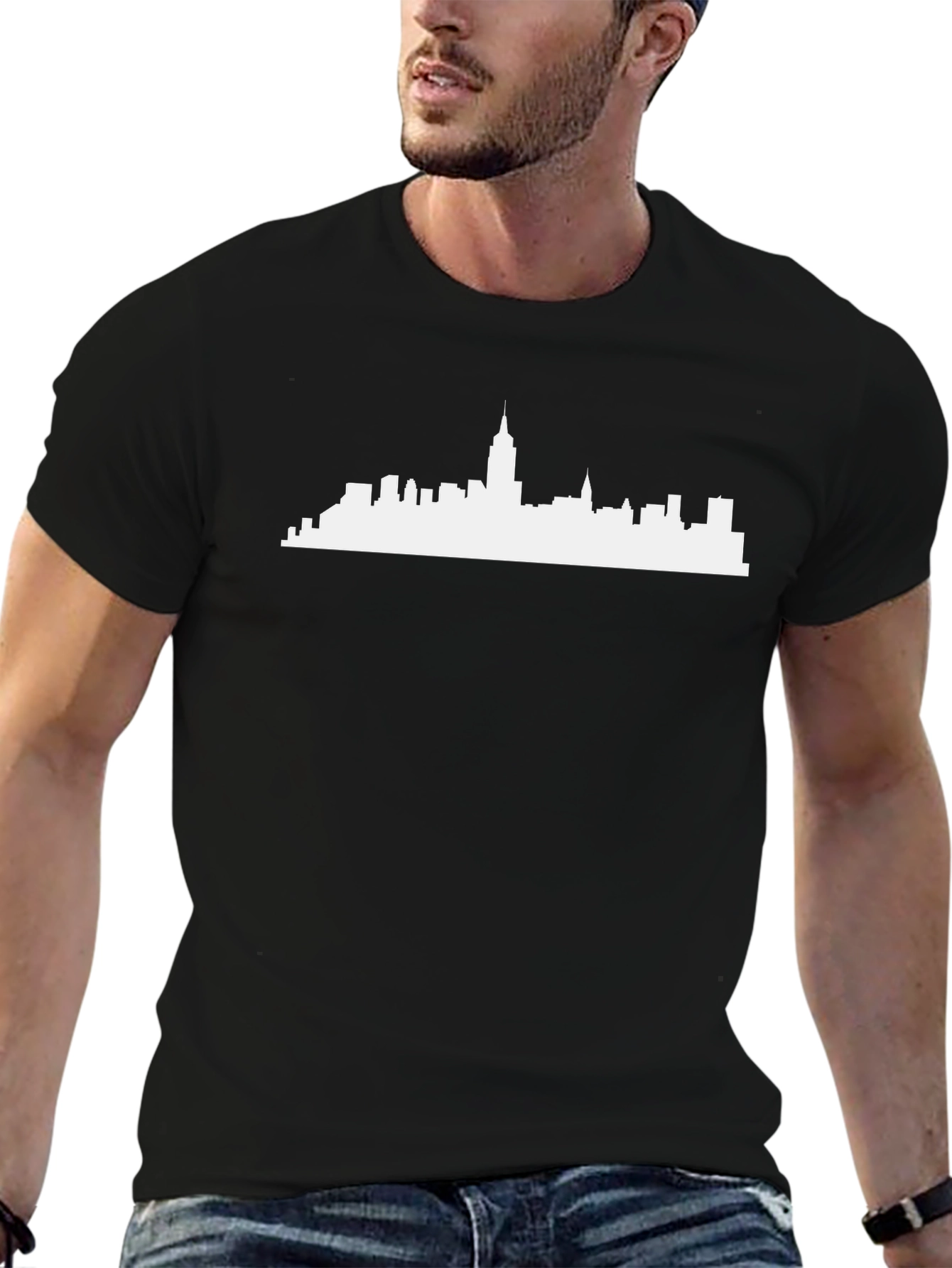 Cityscape Silhouette Tee - Black Cotton Blend