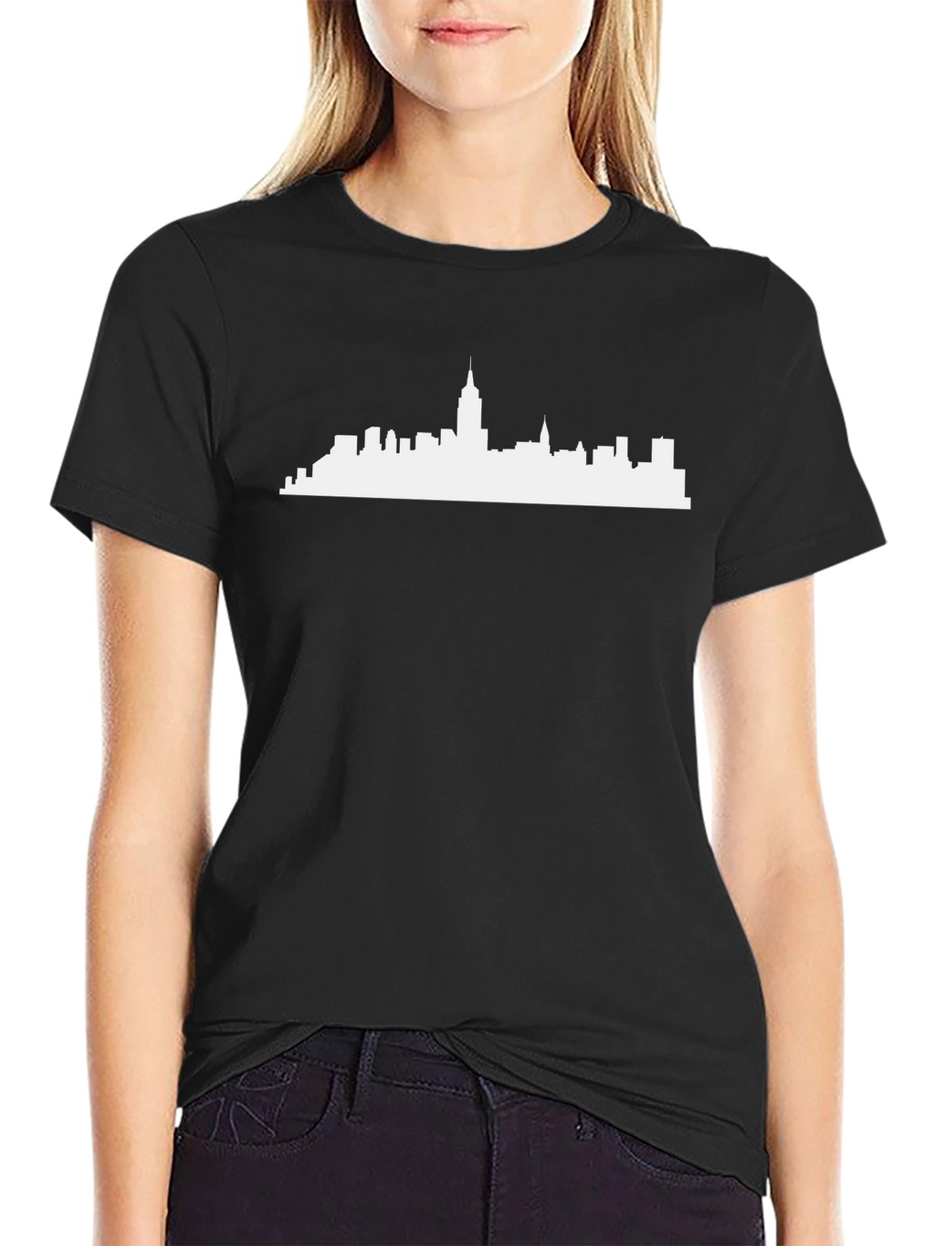 Cityscape Silhouette Tee - Black Cotton Blend