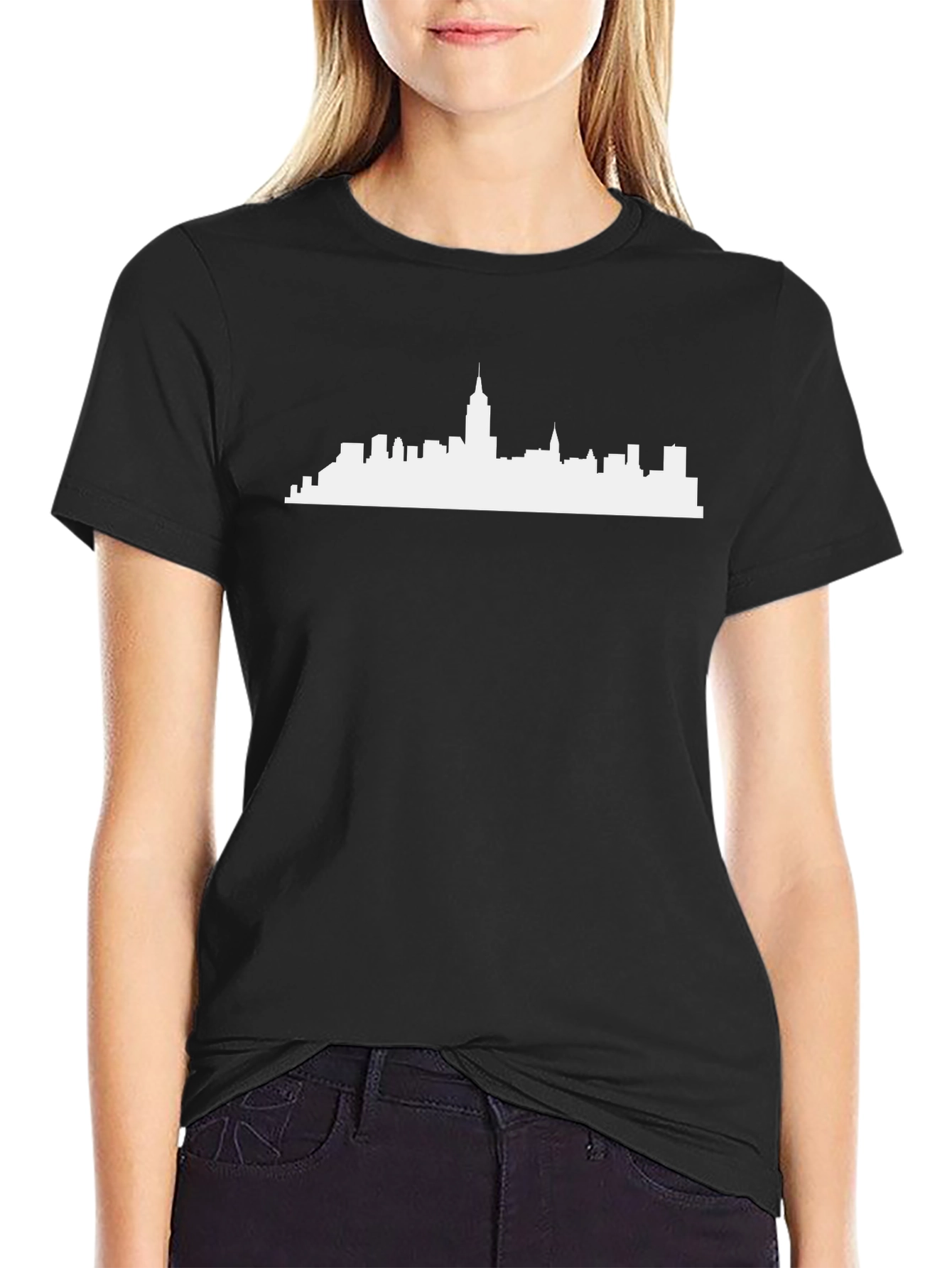Cityscape Silhouette Tee - Black Cotton Blend