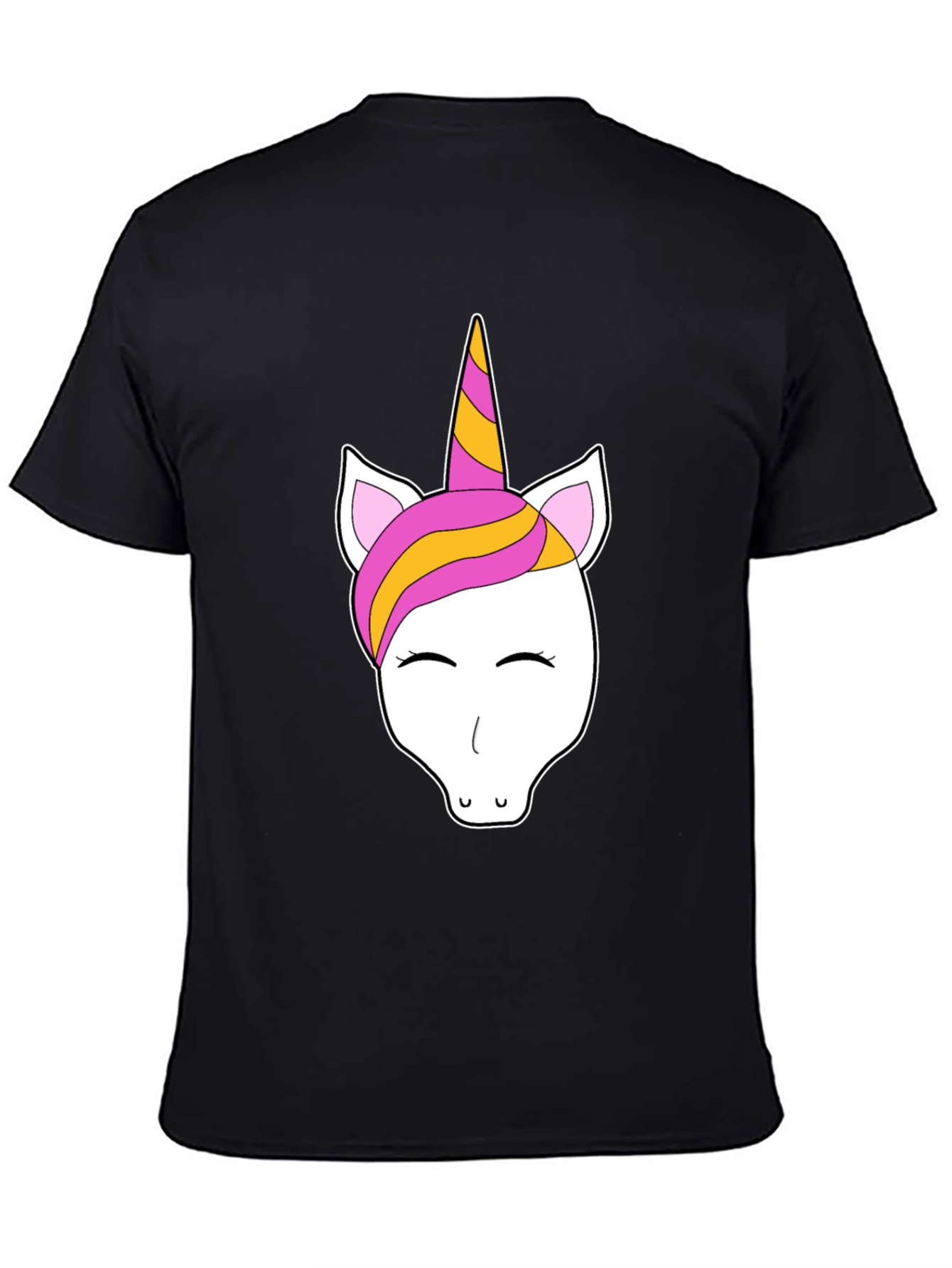 Unicorn Graphic Tee - Black Cotton Casual T-Shirt