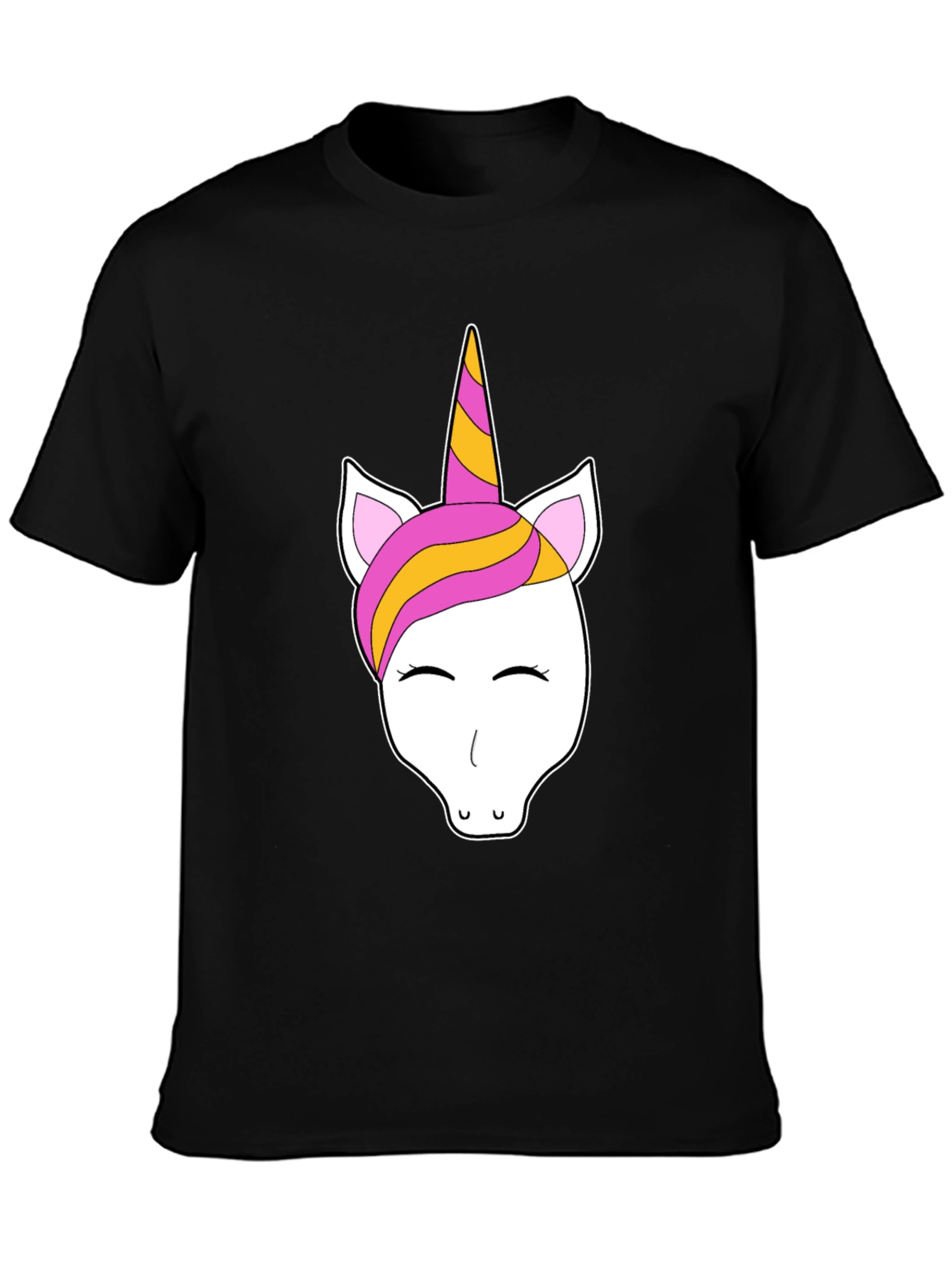 Unicorn Graphic Tee - Black Cotton Casual T-Shirt