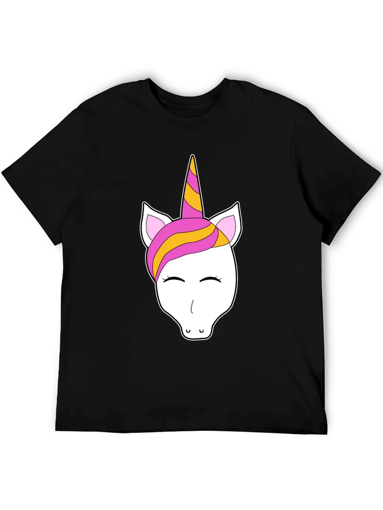 Unicorn Graphic Tee - Black Cotton Casual T-Shirt