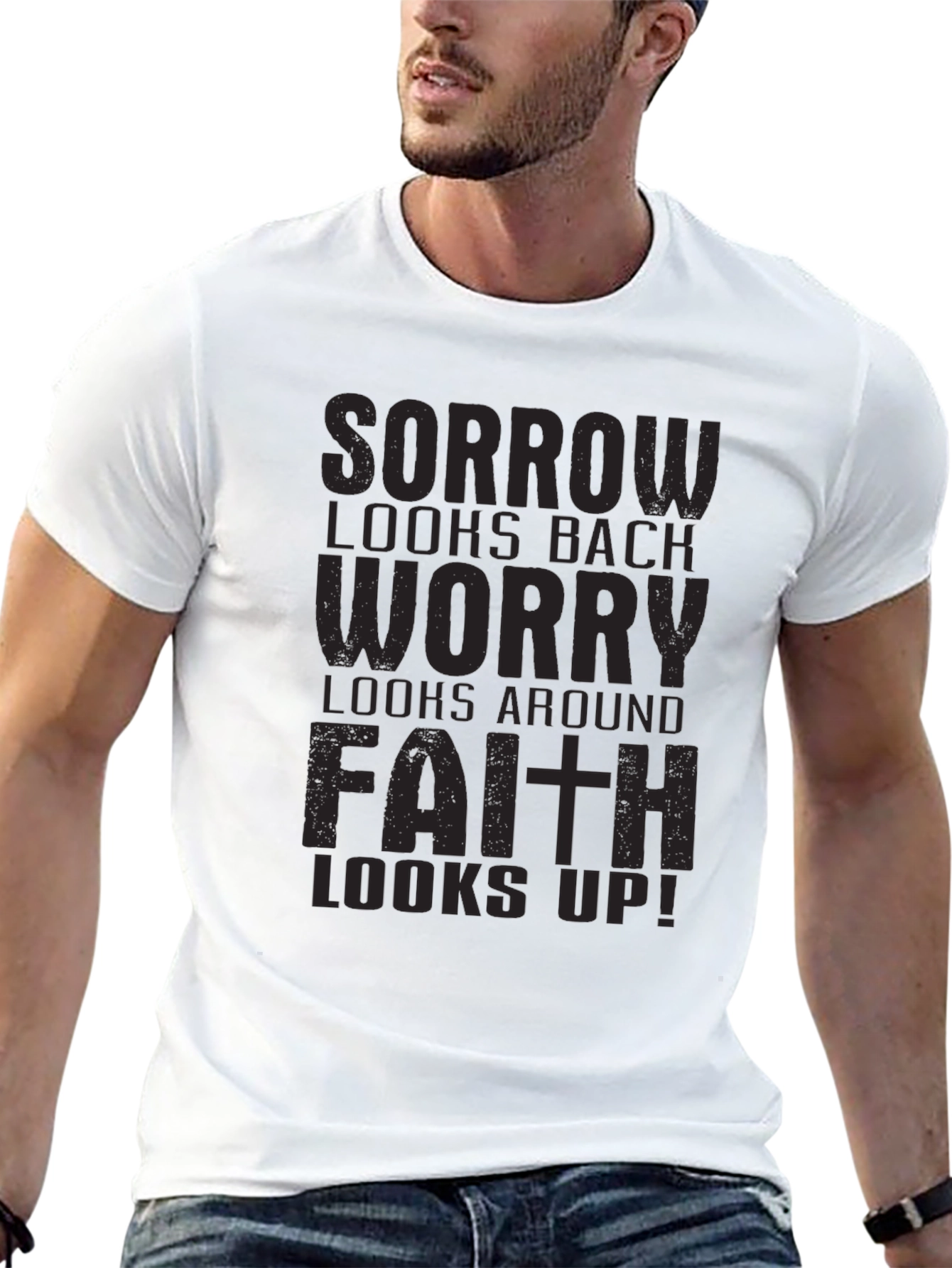 Faith Looks Up Black Graphic Tee
