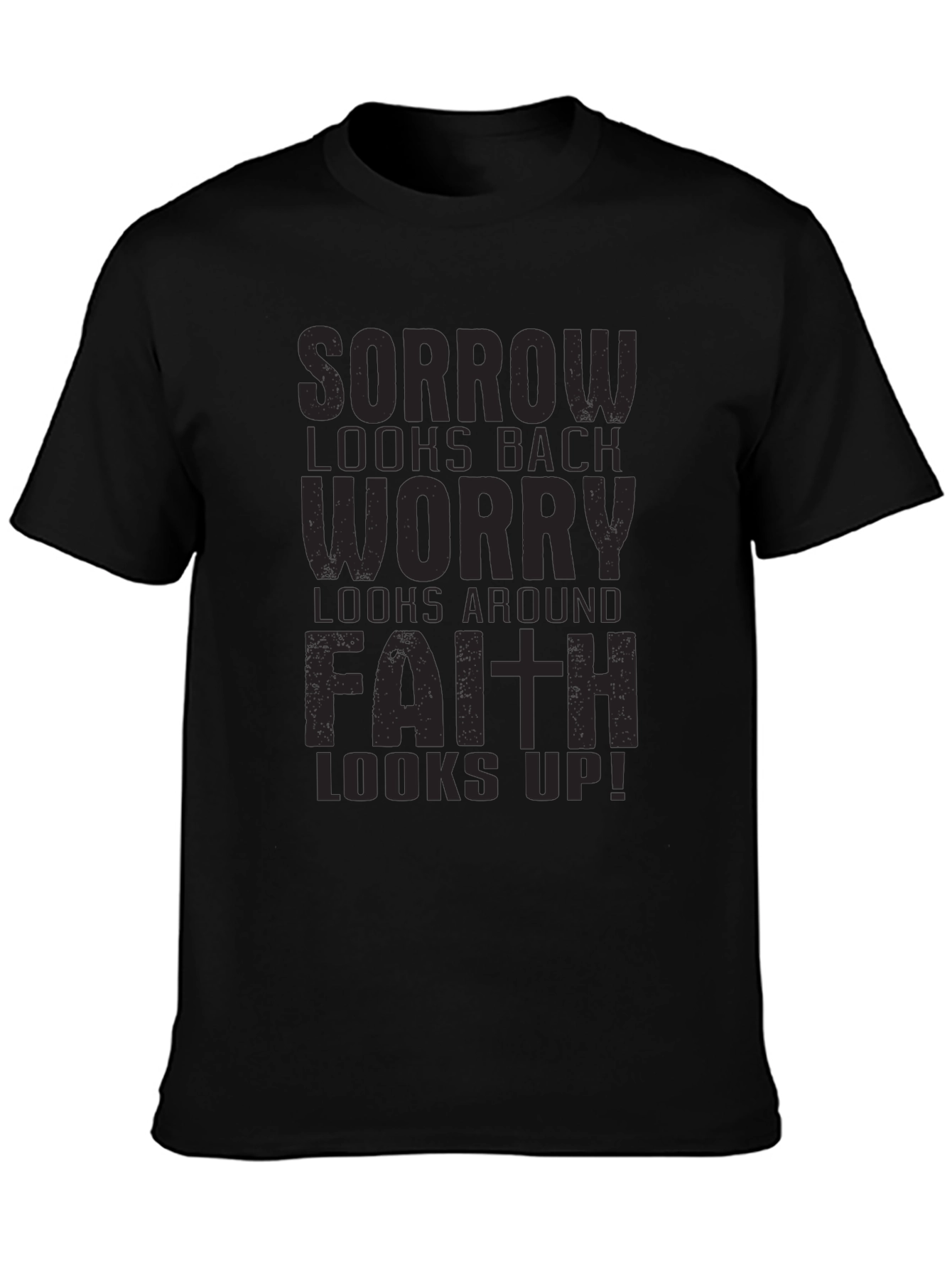 Faith Looks Up Black Graphic Tee