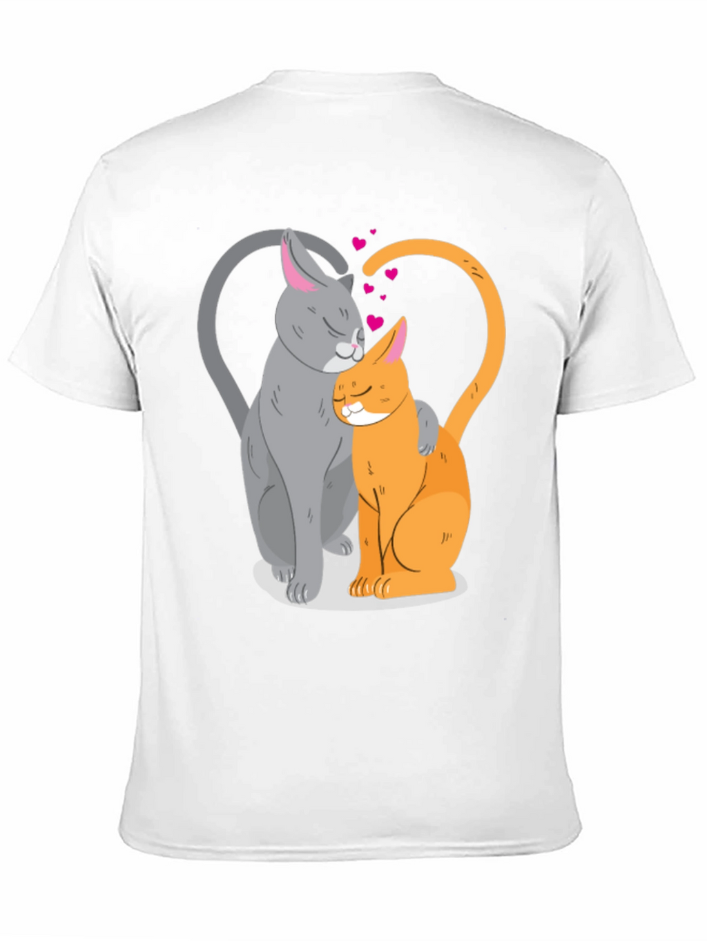 Cute Cats in Love Graphic T-Shirt - Black