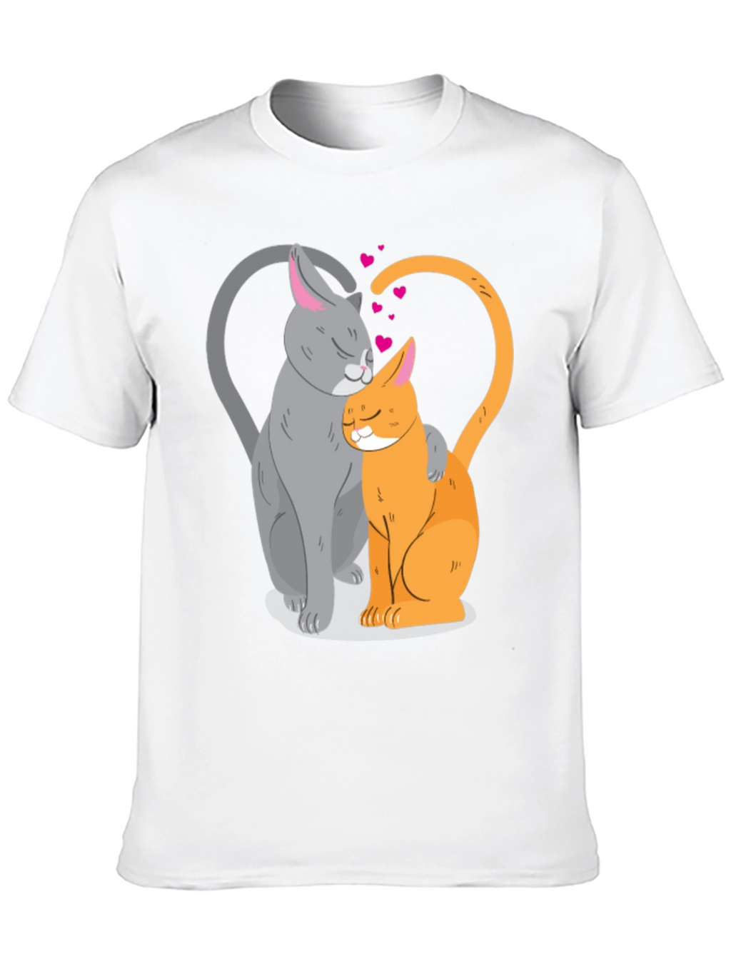 Cute Cats in Love Graphic T-Shirt - Black