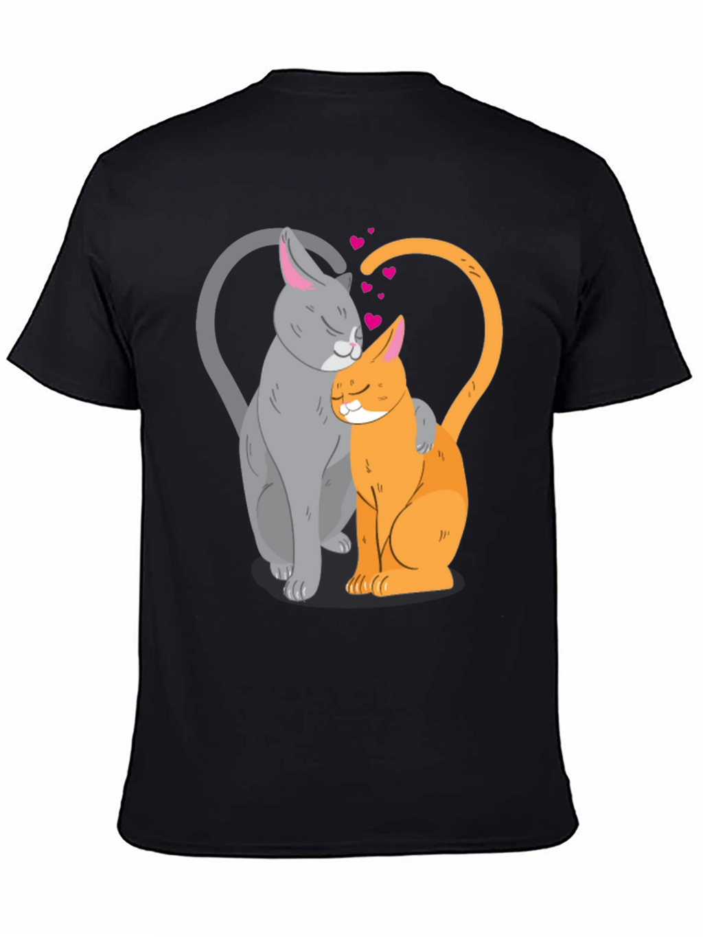 Cute Cats in Love Graphic T-Shirt - Black