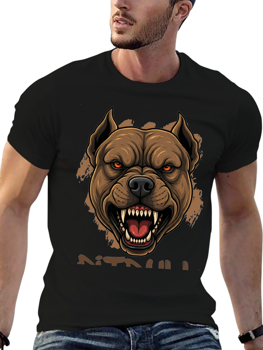 Pitbull Graphic Tee - Fierce Dog Design