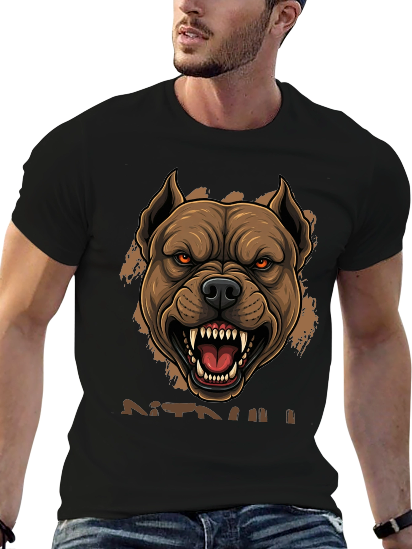 Pitbull Graphic Tee - Fierce Dog Design