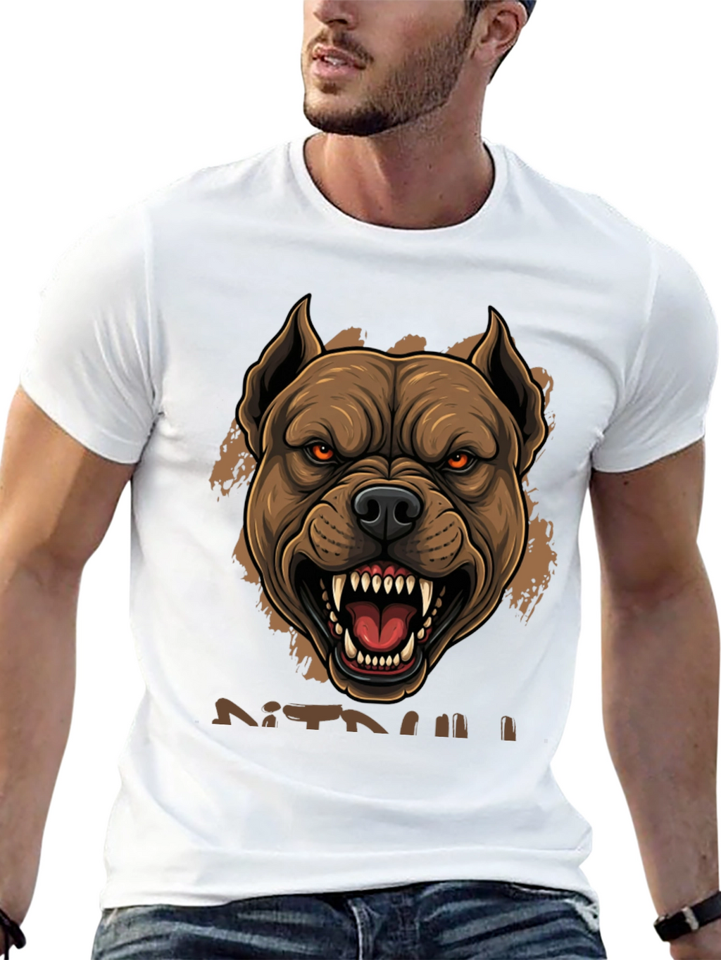 Pitbull Graphic Tee - Fierce Dog Design
