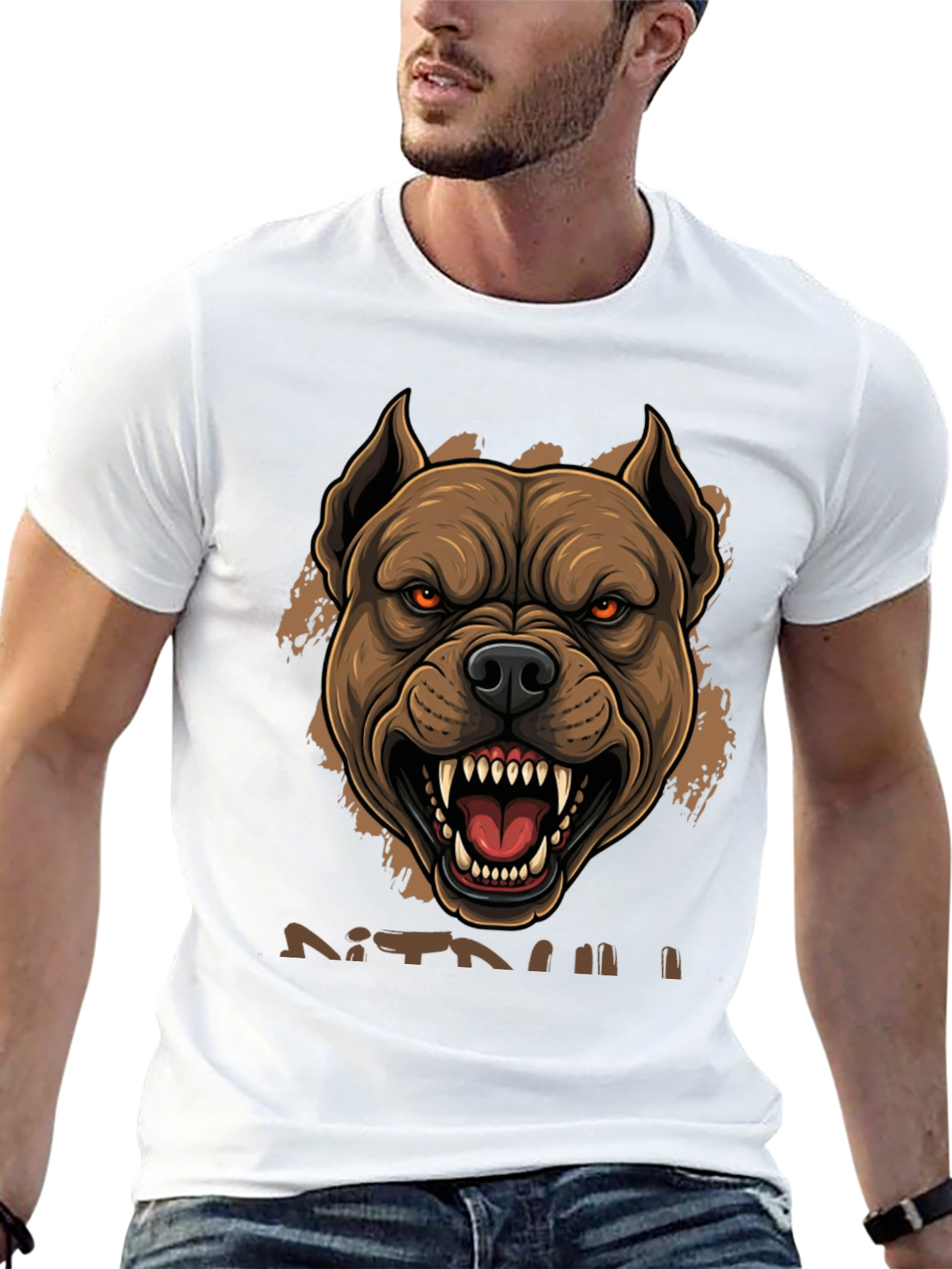 Pitbull Graphic Tee - Fierce Dog Design