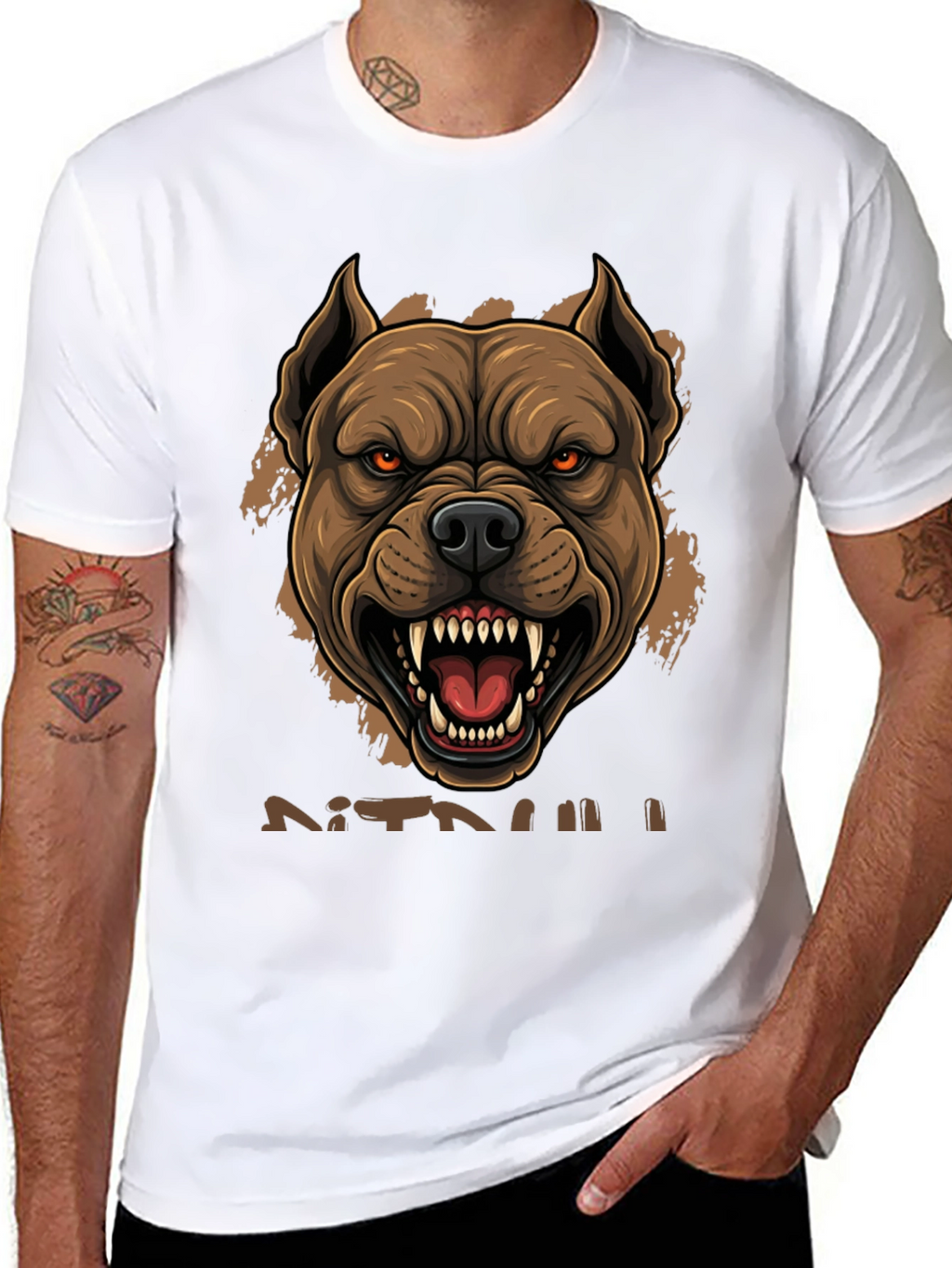 Pitbull Graphic Tee - Fierce Dog Design