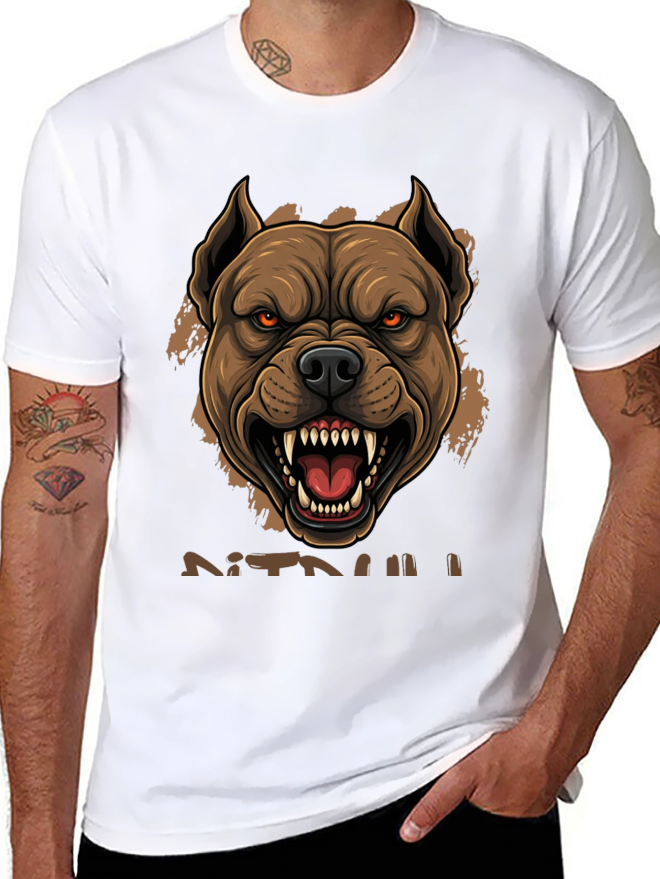 Pitbull Graphic Tee - Fierce Dog Design