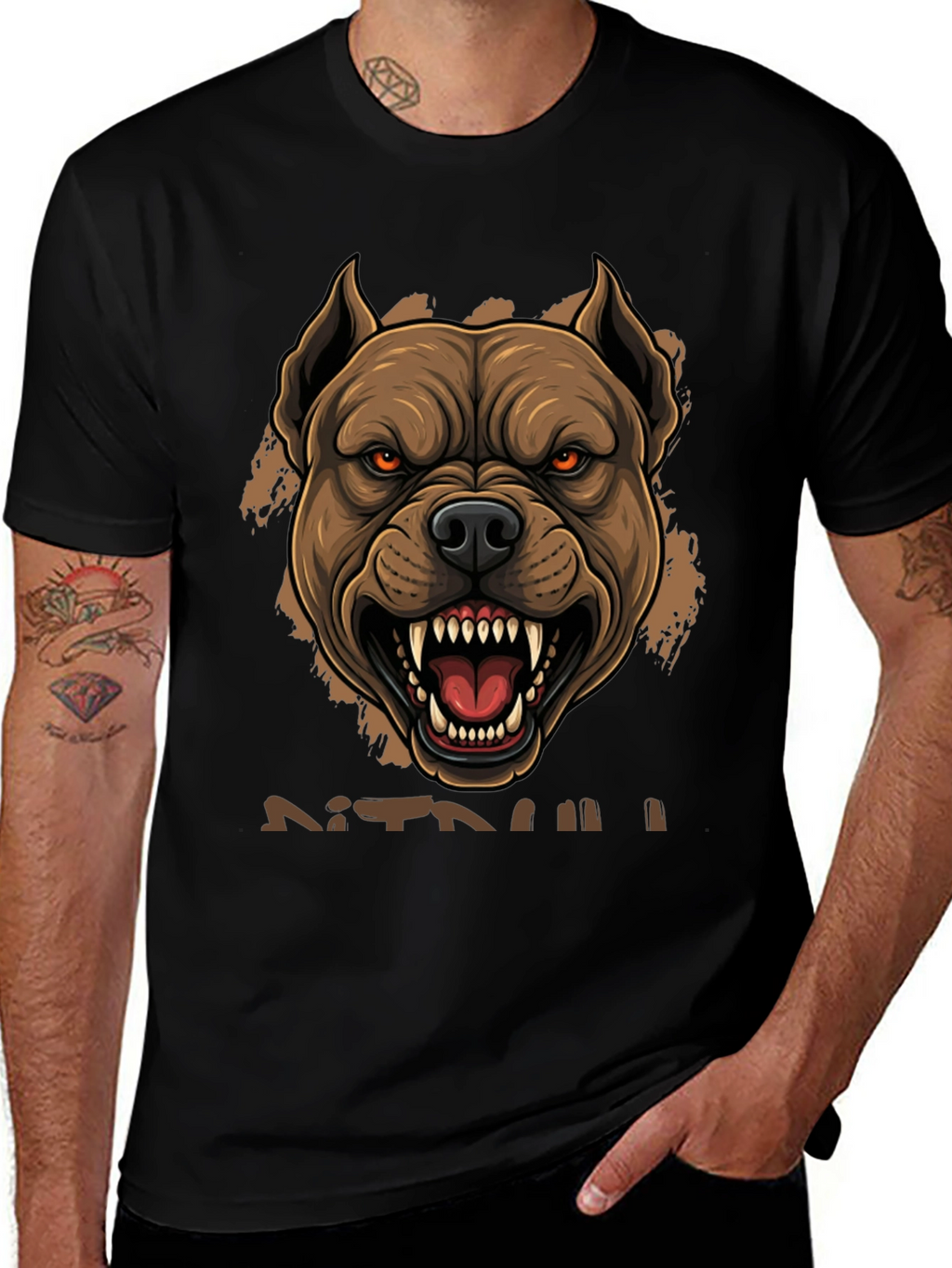 Pitbull Graphic Tee - Fierce Dog Design