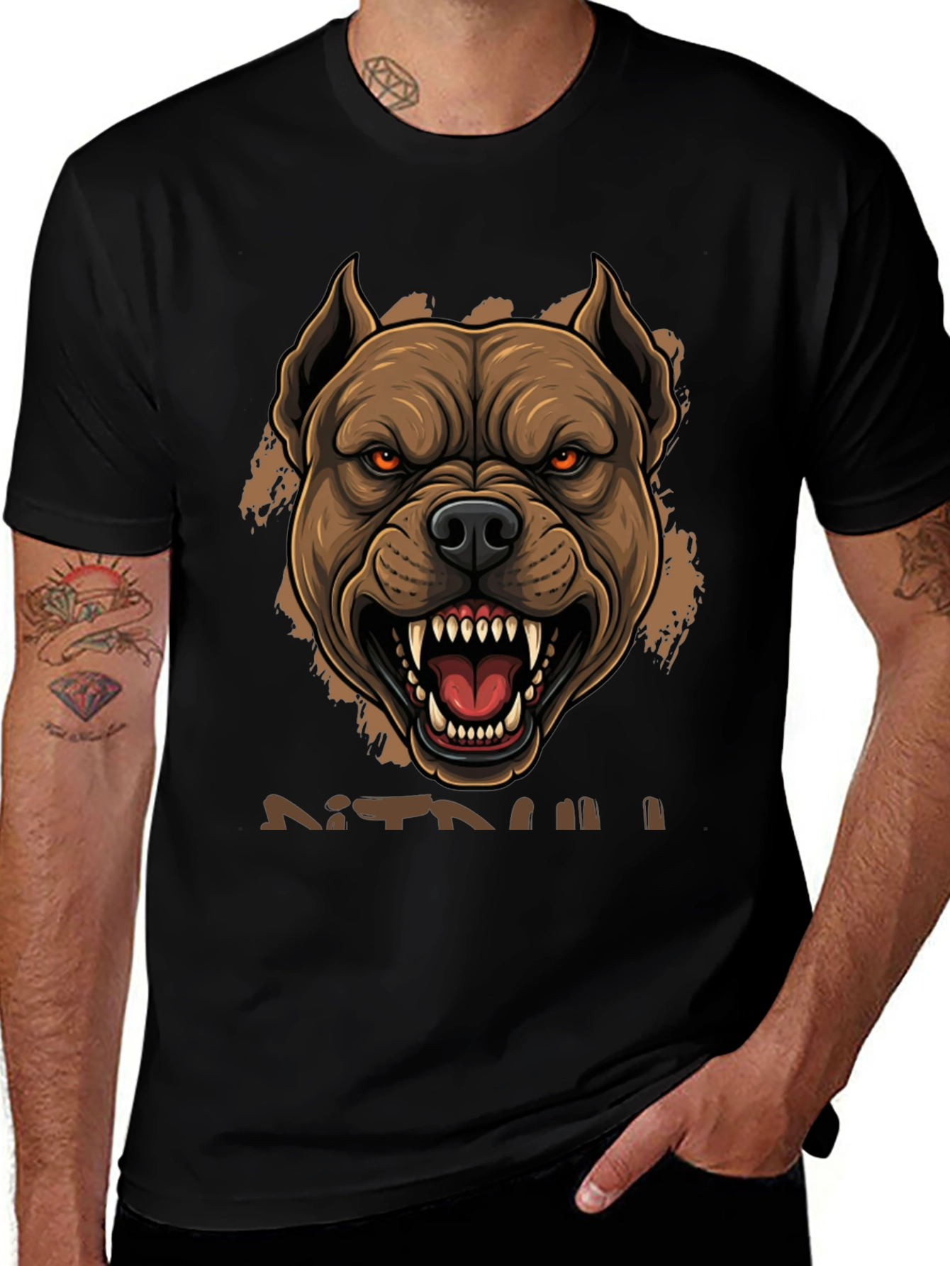 Pitbull Graphic Tee - Fierce Dog Design