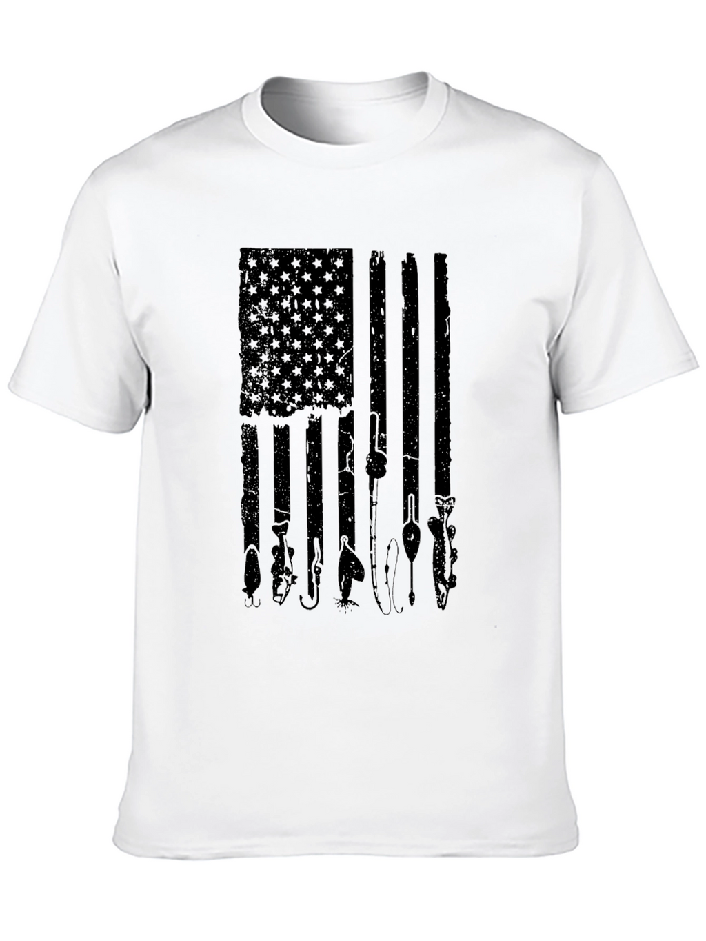 Fishing American Flag Graphic T-Shirt