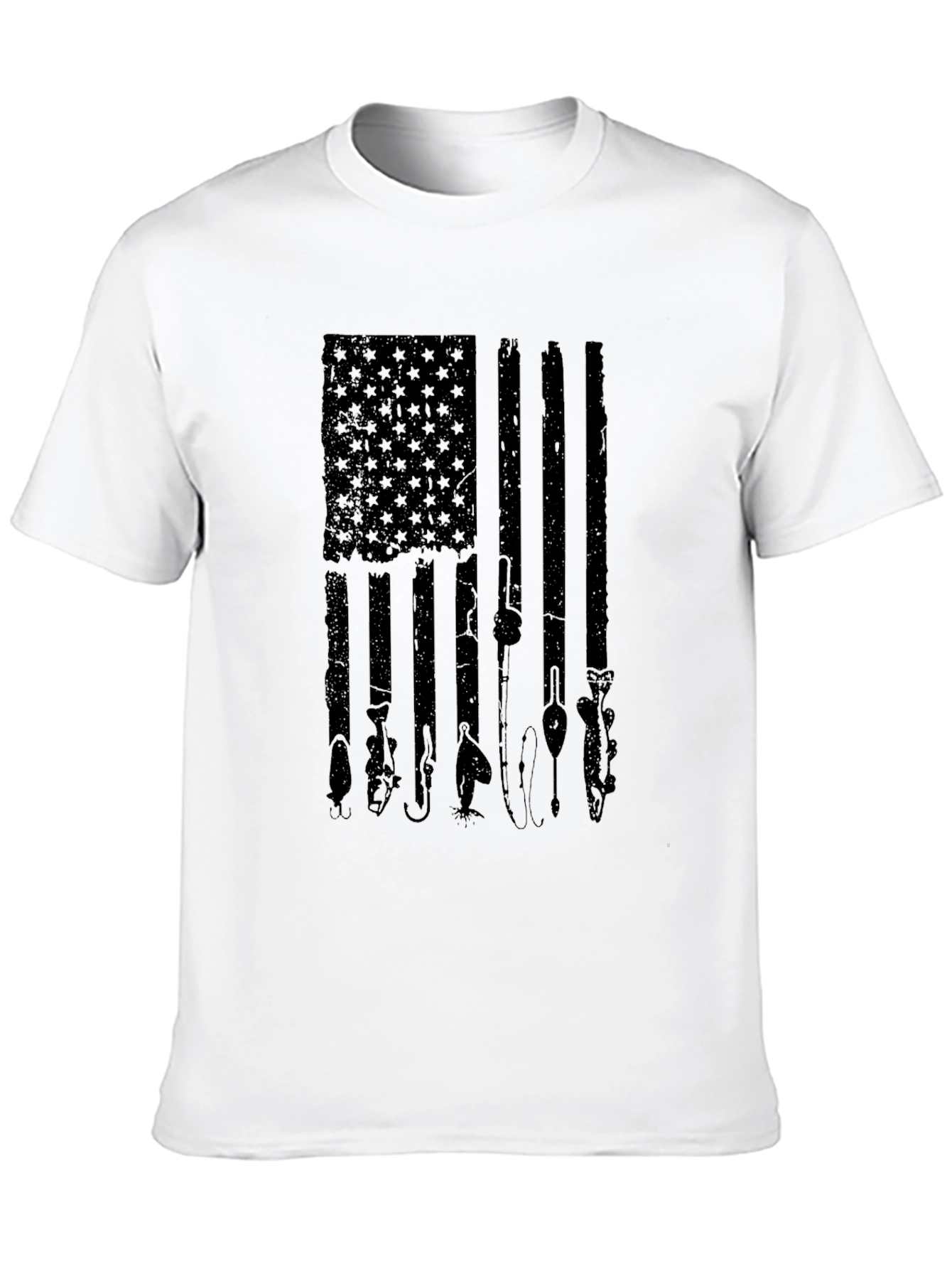 Fishing American Flag Graphic T-Shirt