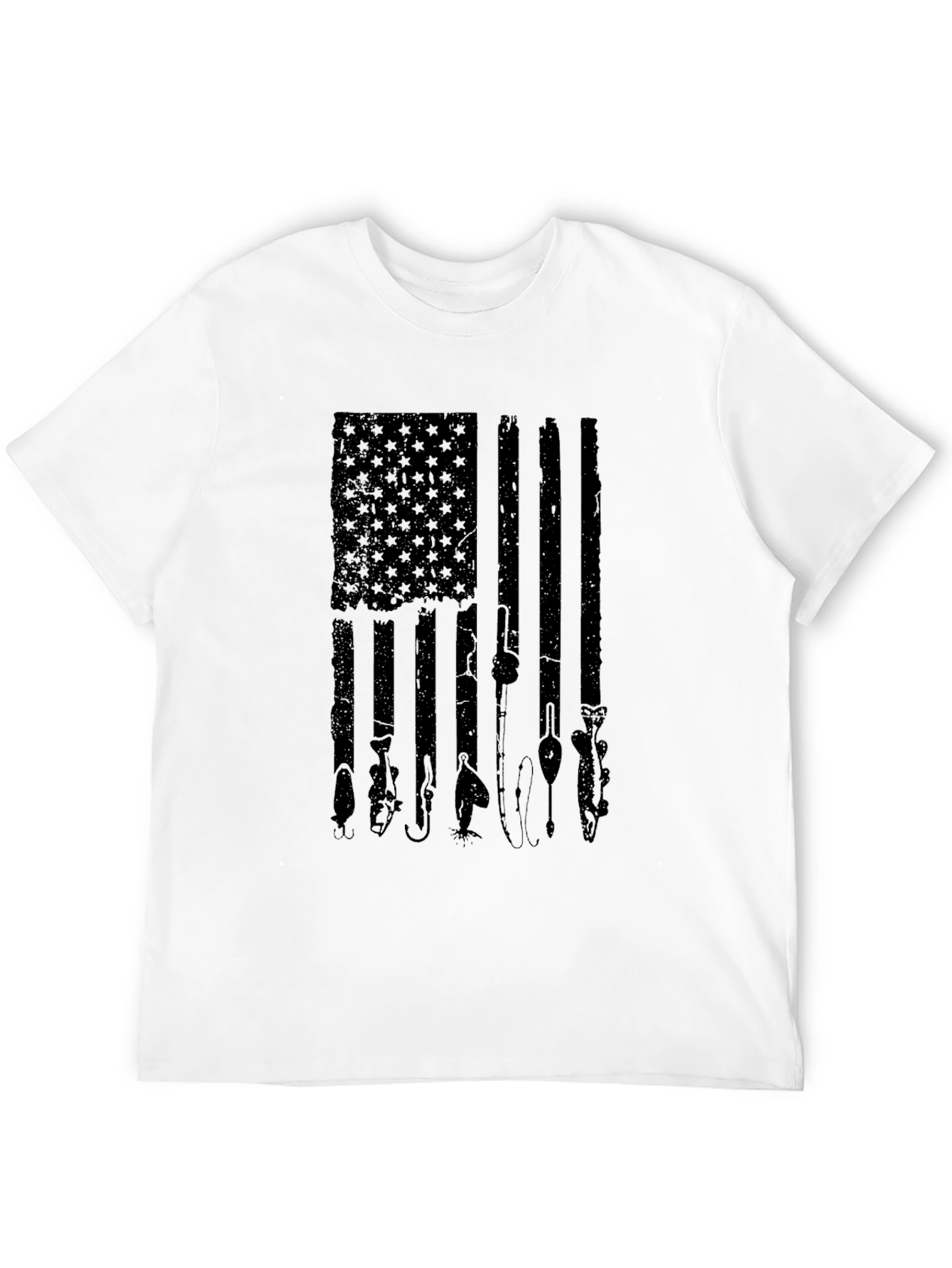 Fishing American Flag Graphic T-Shirt