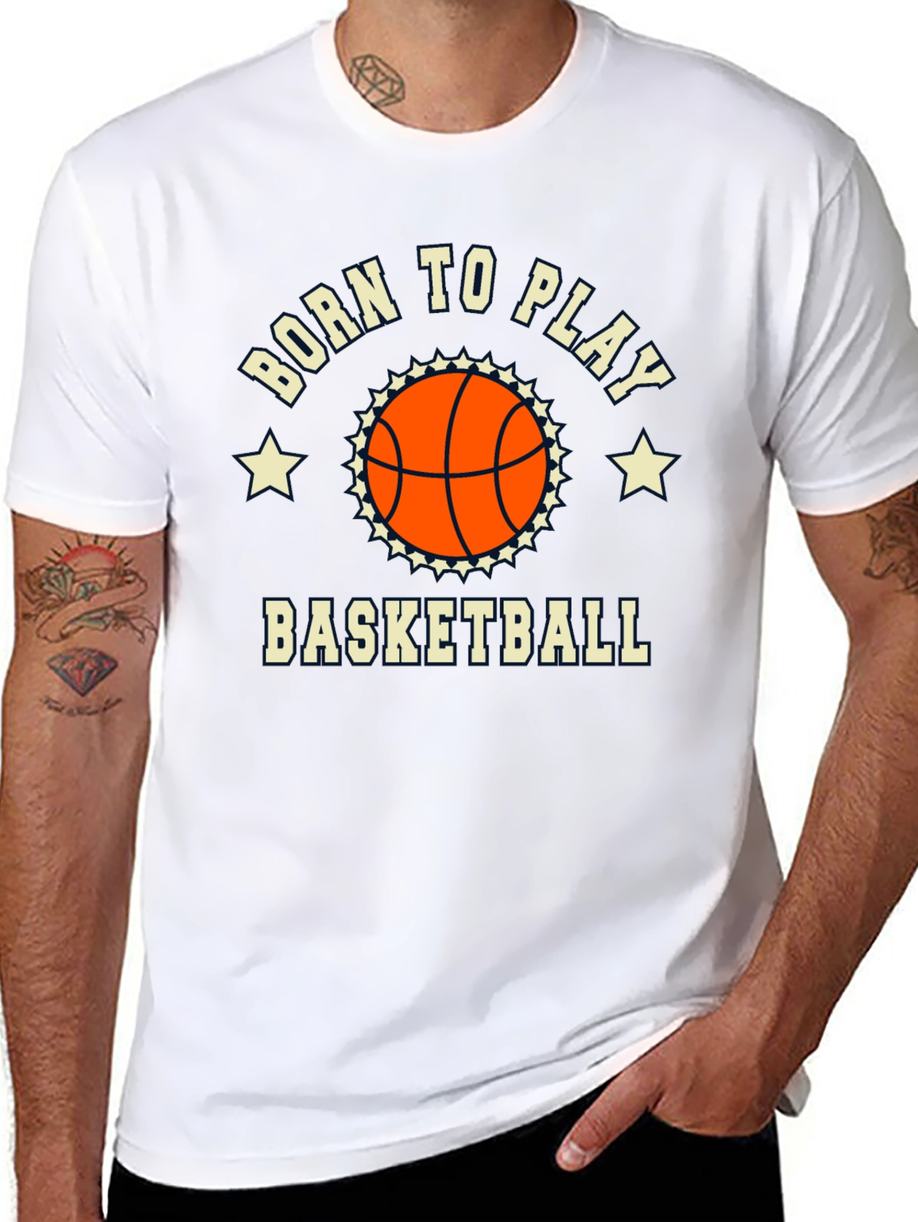 Born to Play Basketball Graphic Tee - Black