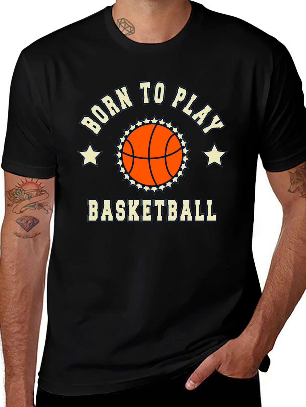 Born to Play Basketball Graphic Tee - Black