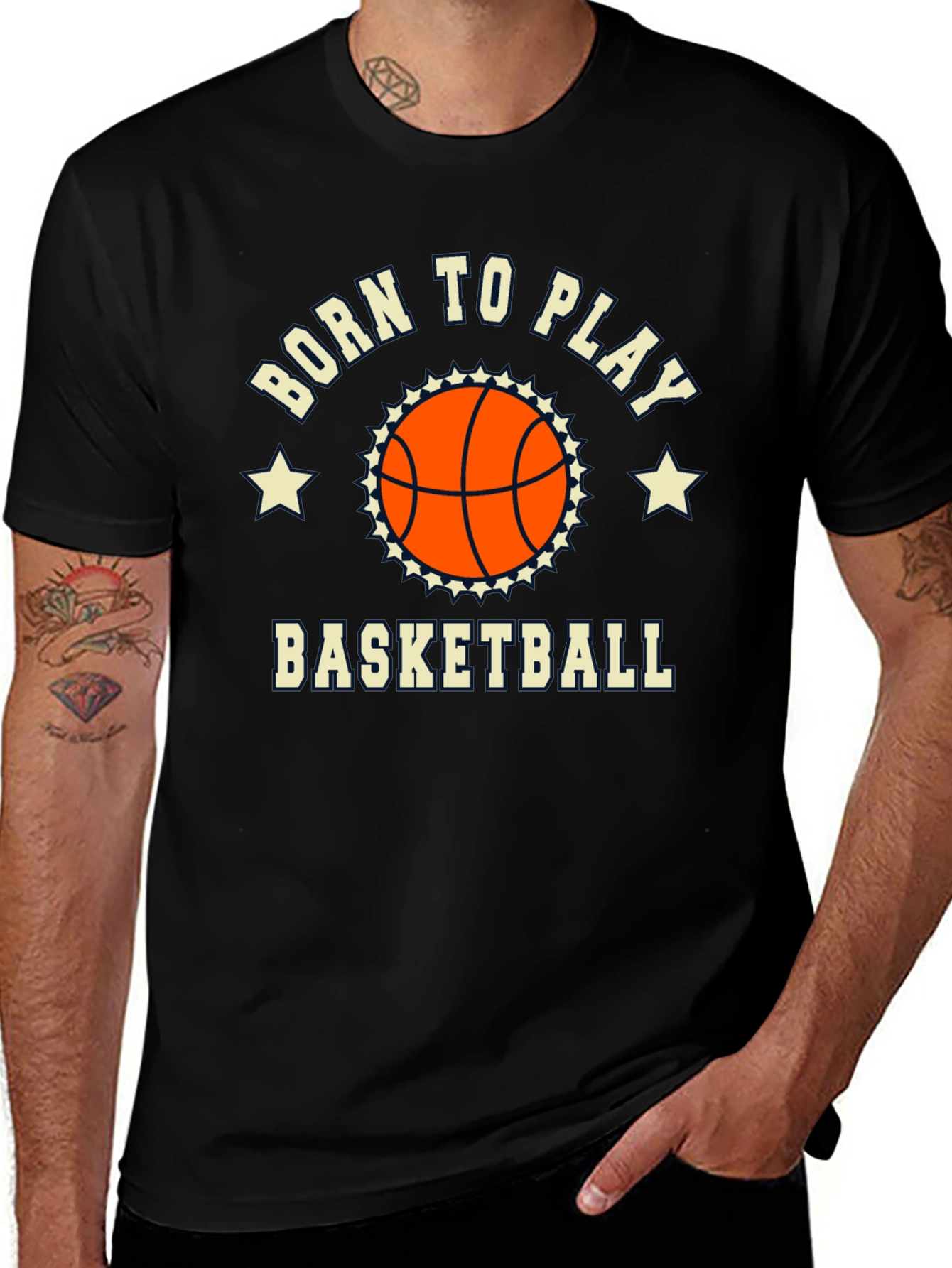 Born to Play Basketball Graphic Tee - Black