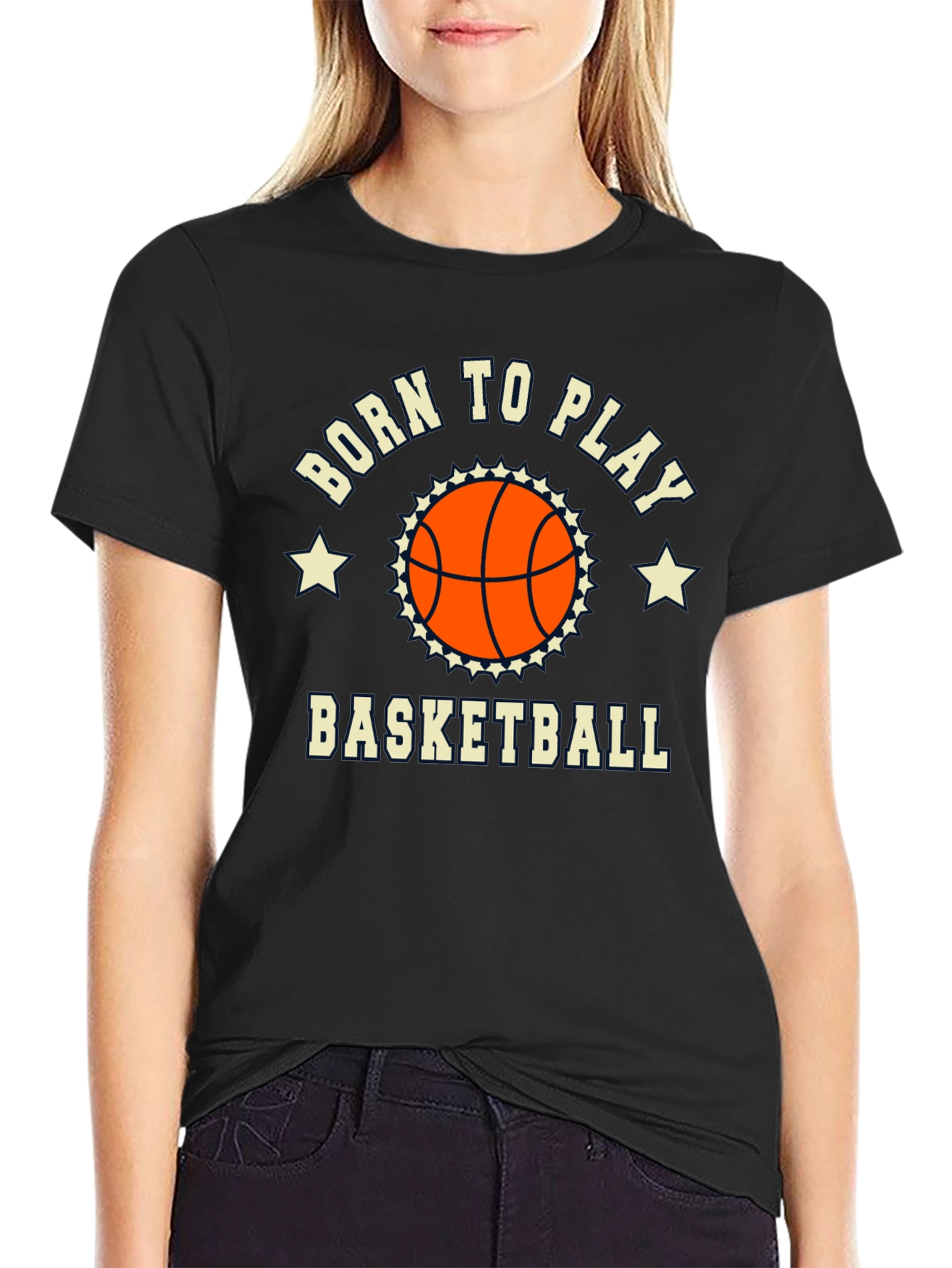 Born to Play Basketball Graphic Tee - Black