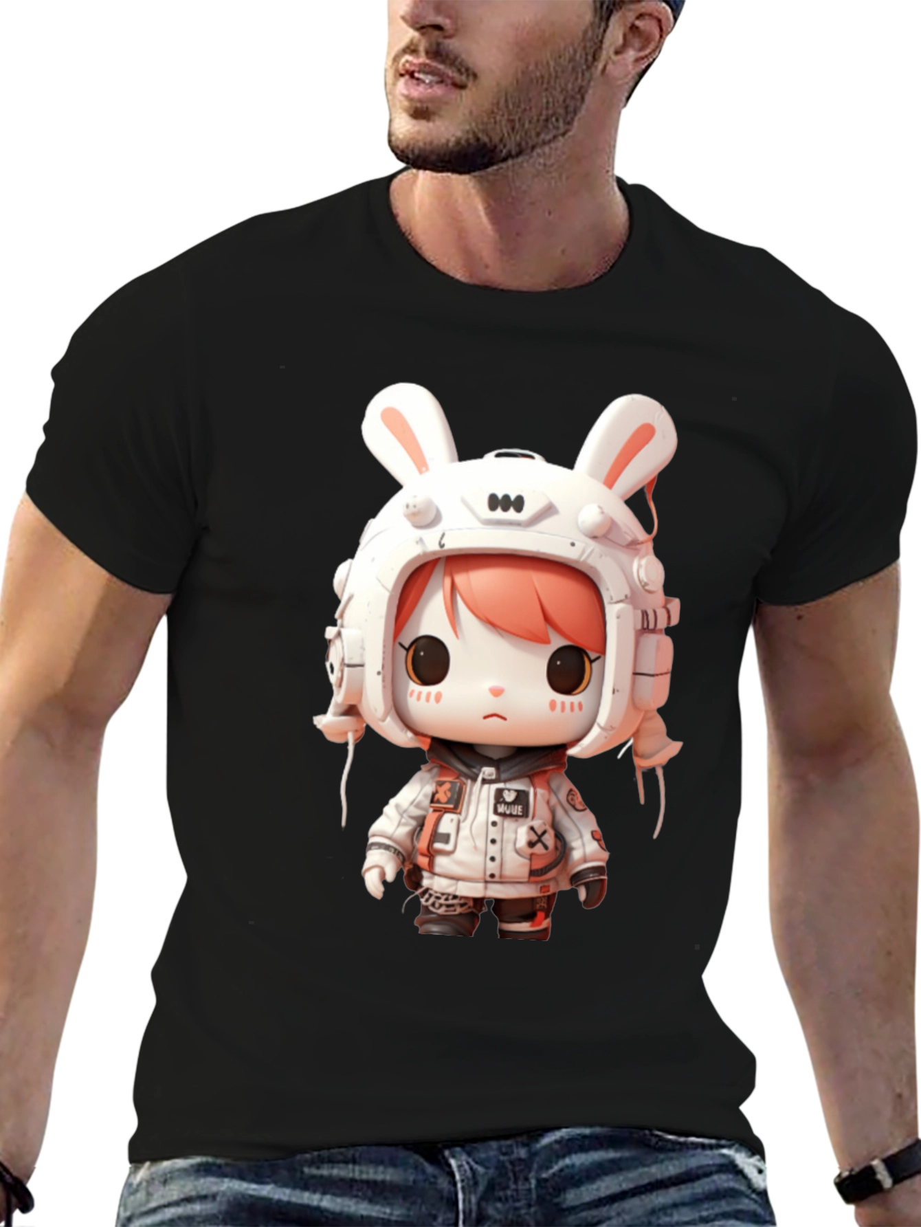 Anime Rabbit Astronaut Graphic T-Shirt