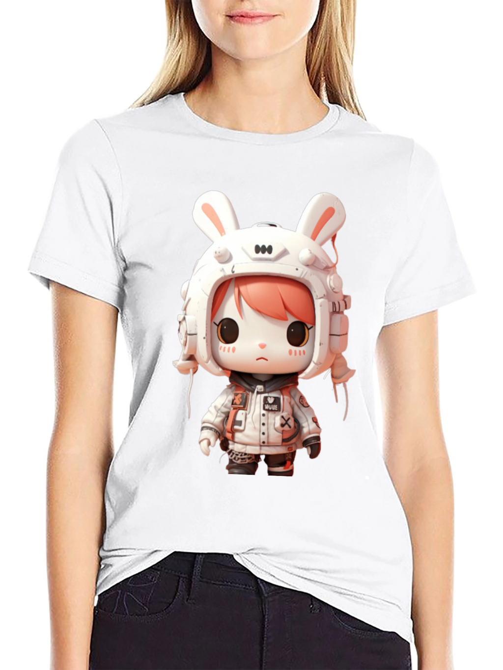 Anime Rabbit Astronaut Graphic T-Shirt