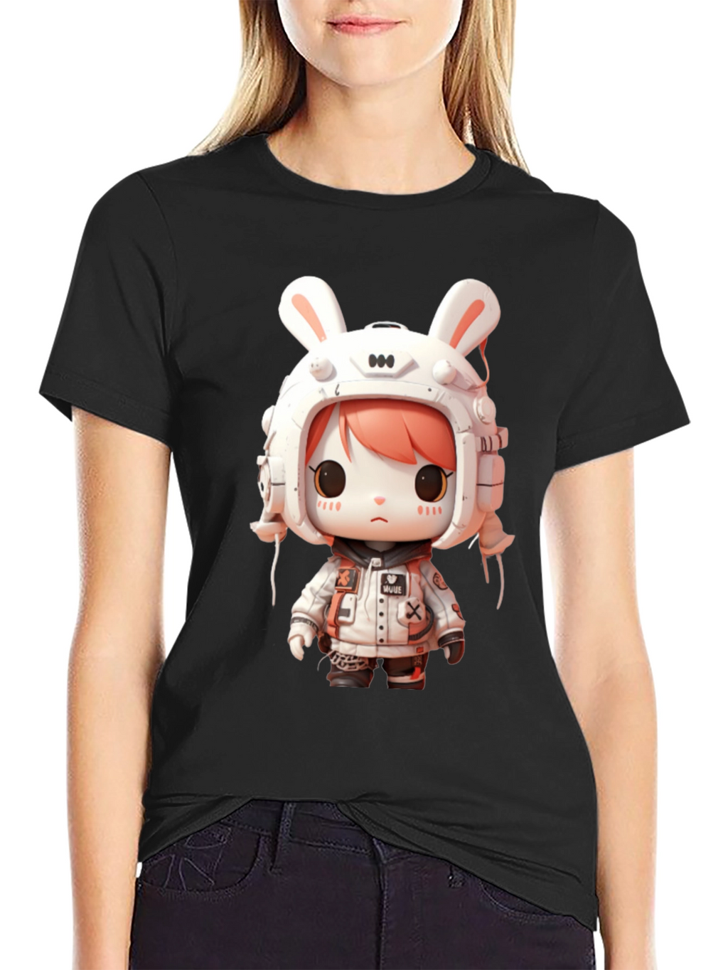Anime Rabbit Astronaut Graphic T-Shirt