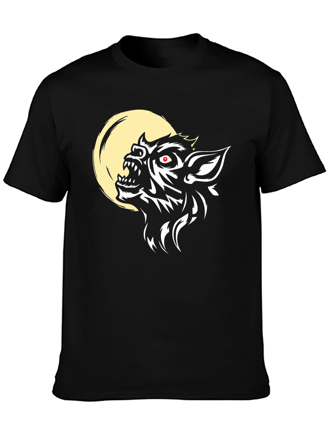 Werewolf Moon Graphic Tee - Black Cotton Blend