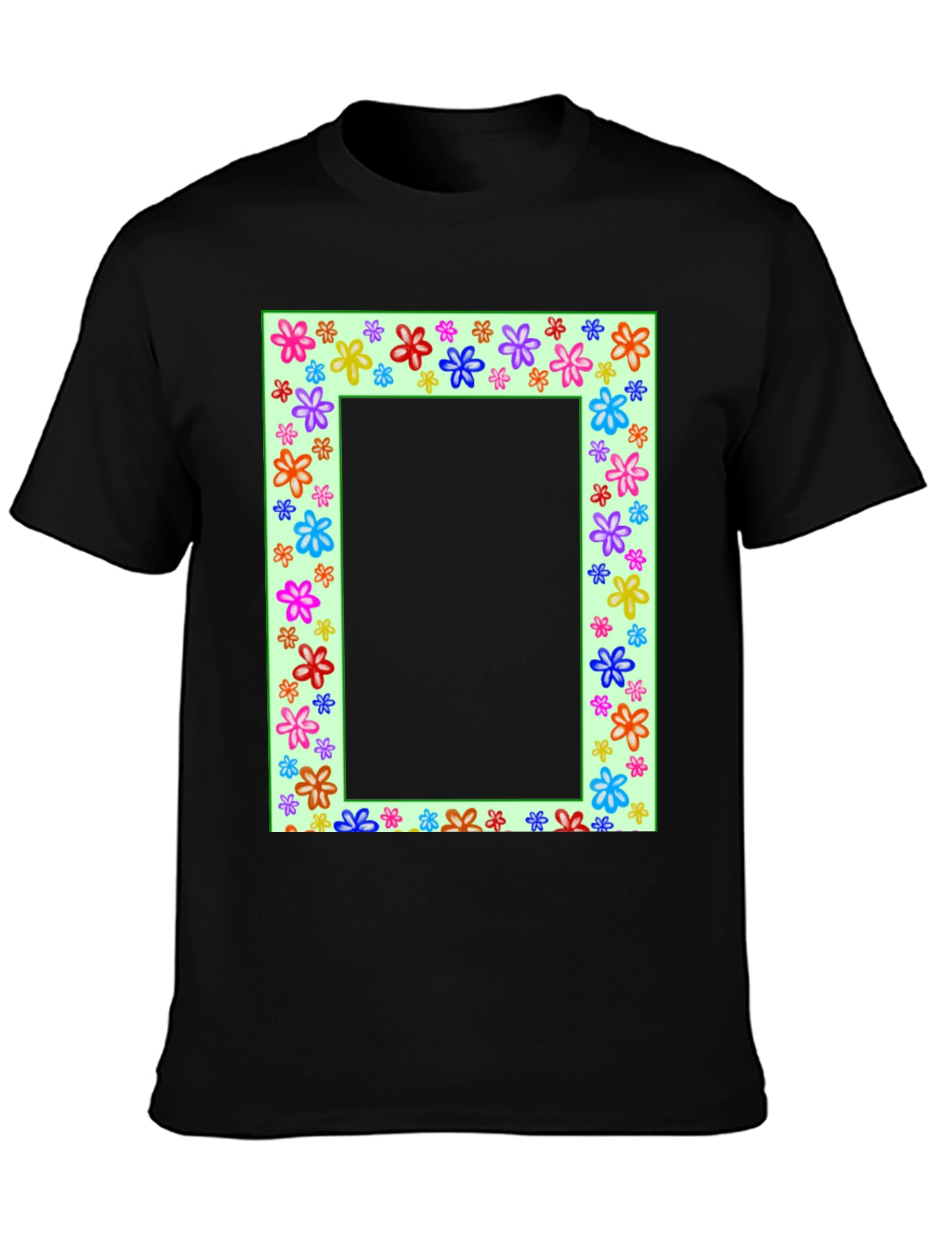 Floral Frame Graphic Tee - Colorful Design