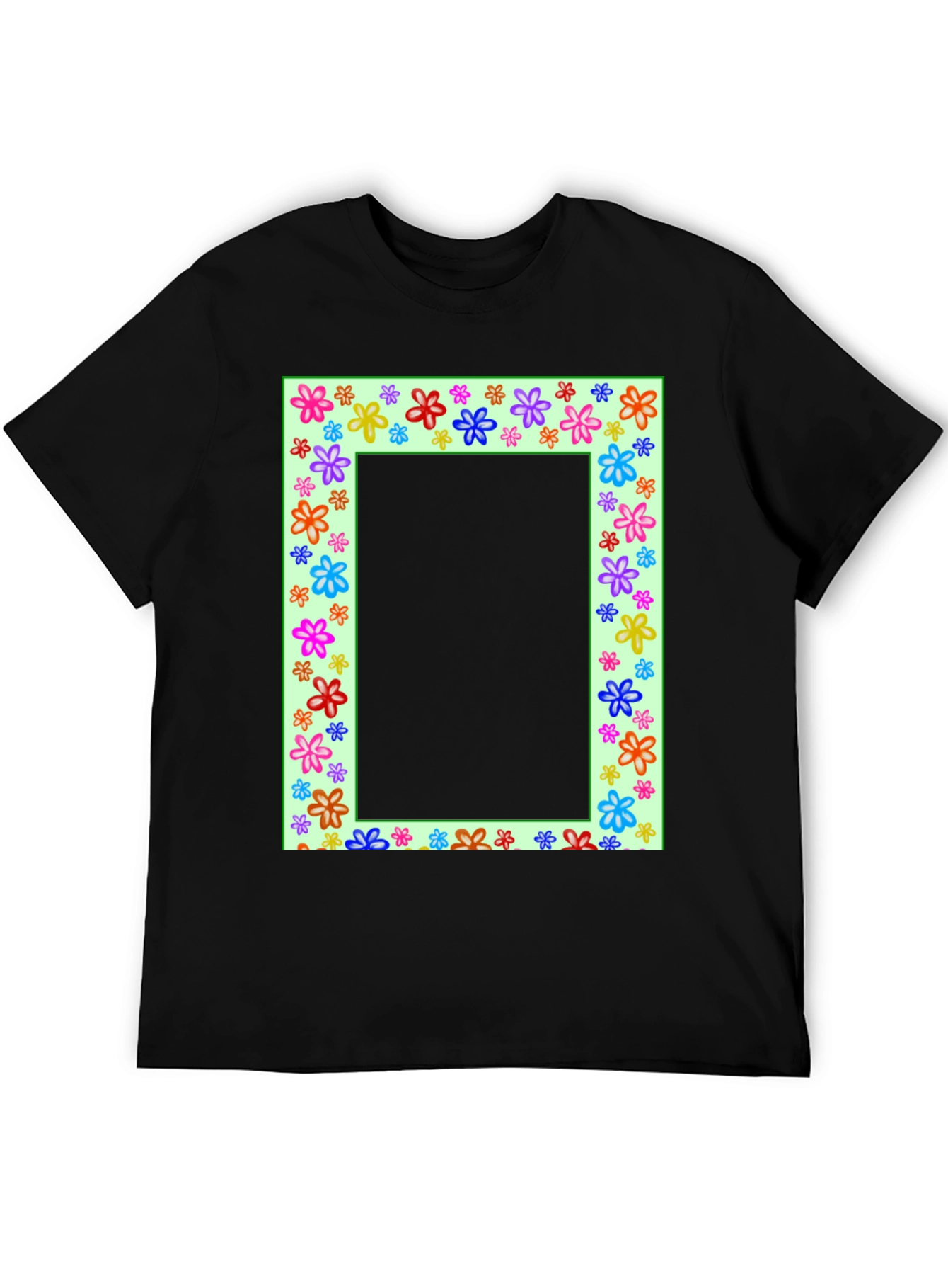 Floral Frame Graphic Tee - Colorful Design