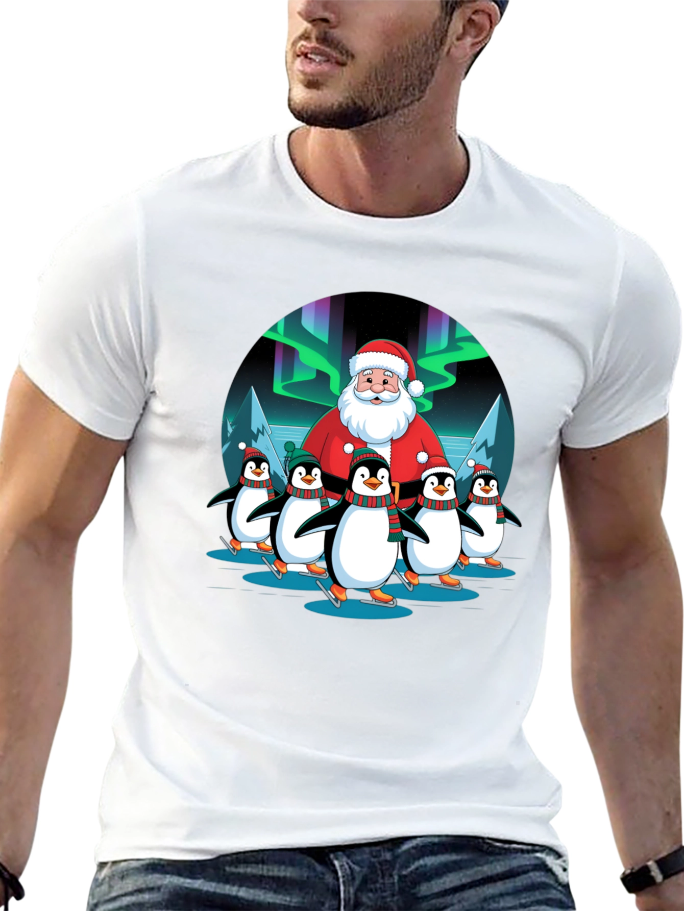 Santa and Penguin Skaters T-Shirt