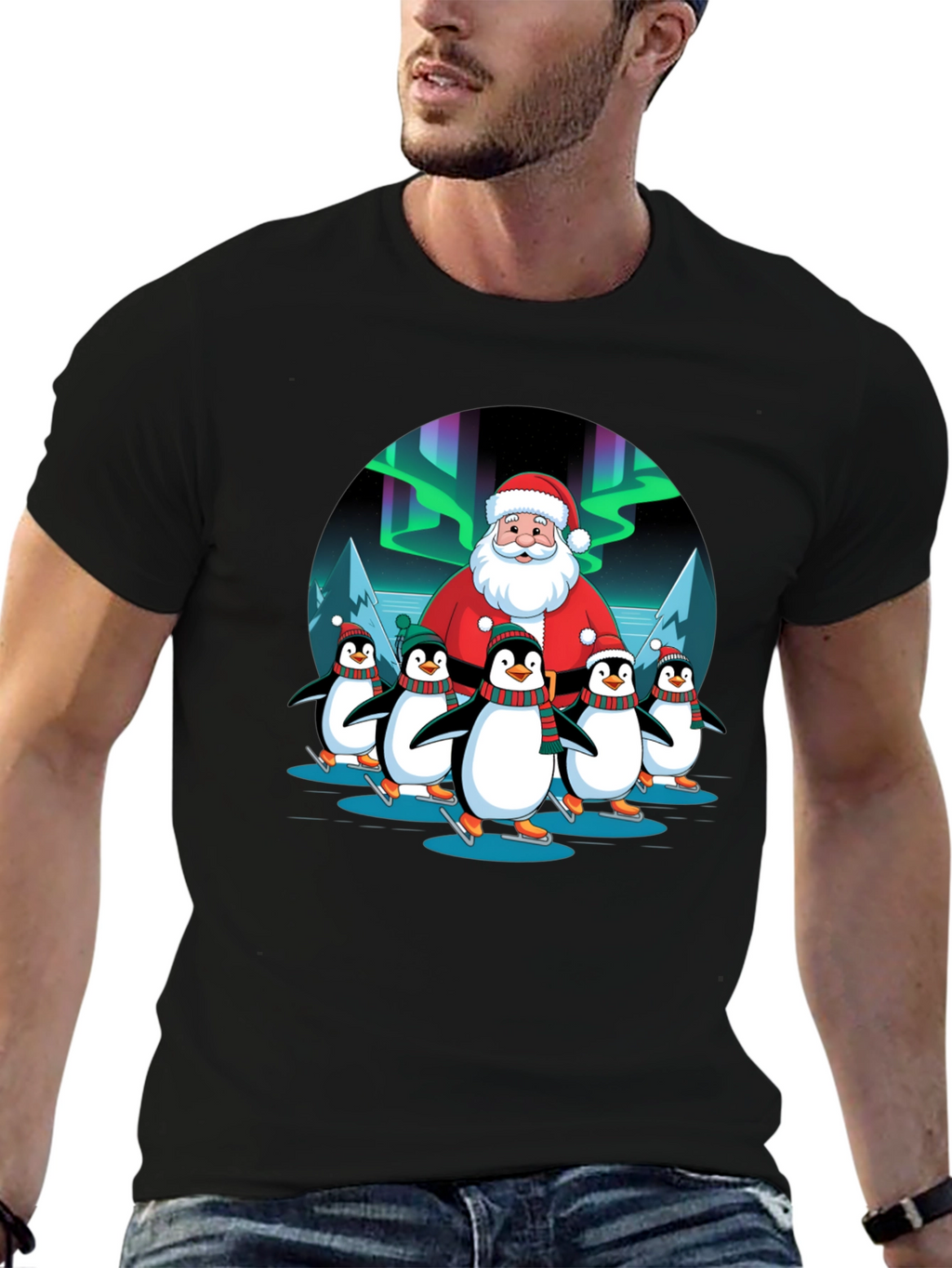 Santa and Penguin Skaters T-Shirt