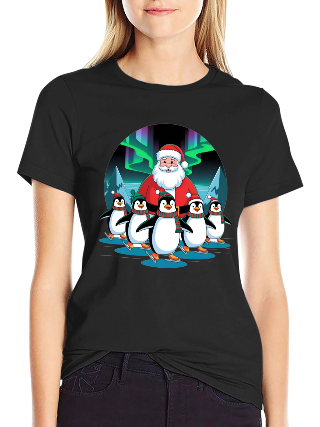 Santa and Penguin Skaters T-Shirt