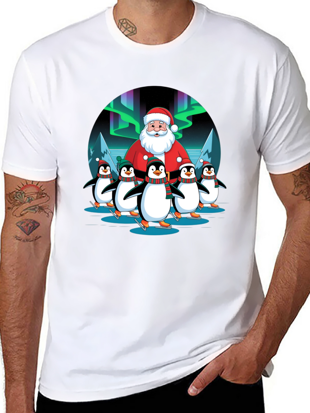 Santa and Penguin Skaters T-Shirt