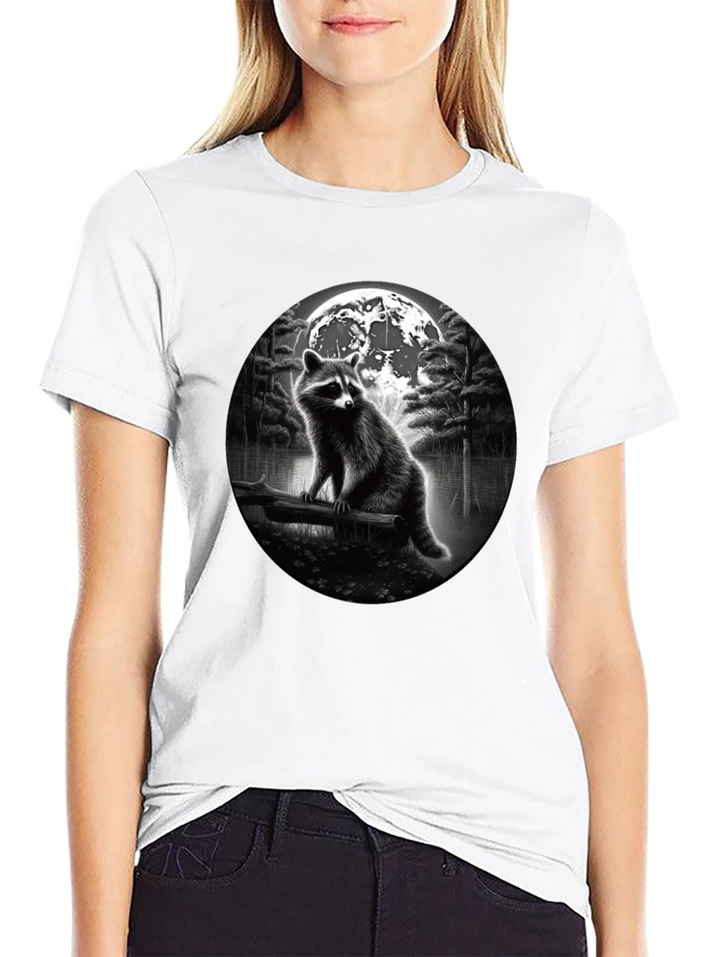 Raccoon Moon T-Shirt - Black