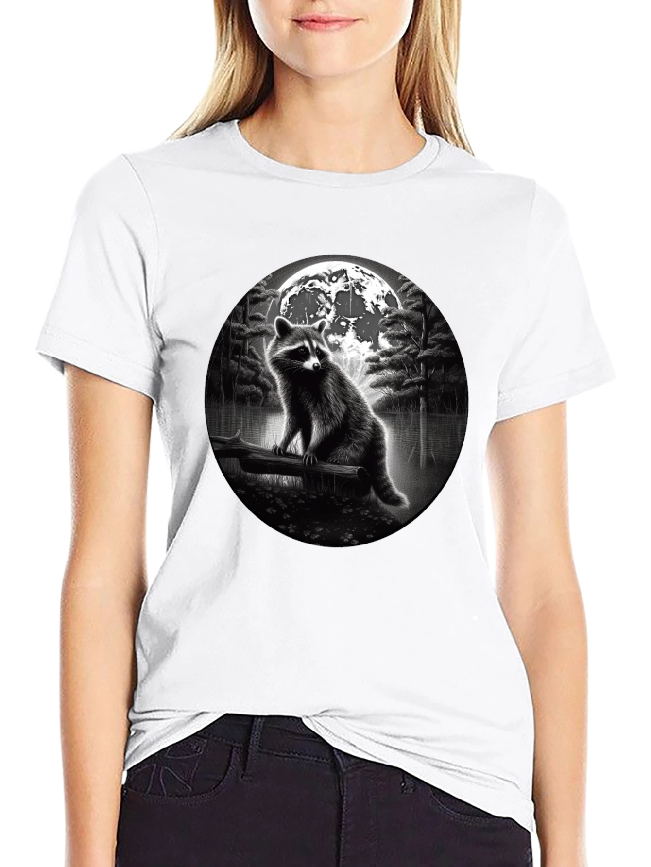 Raccoon Moon T-Shirt - Black