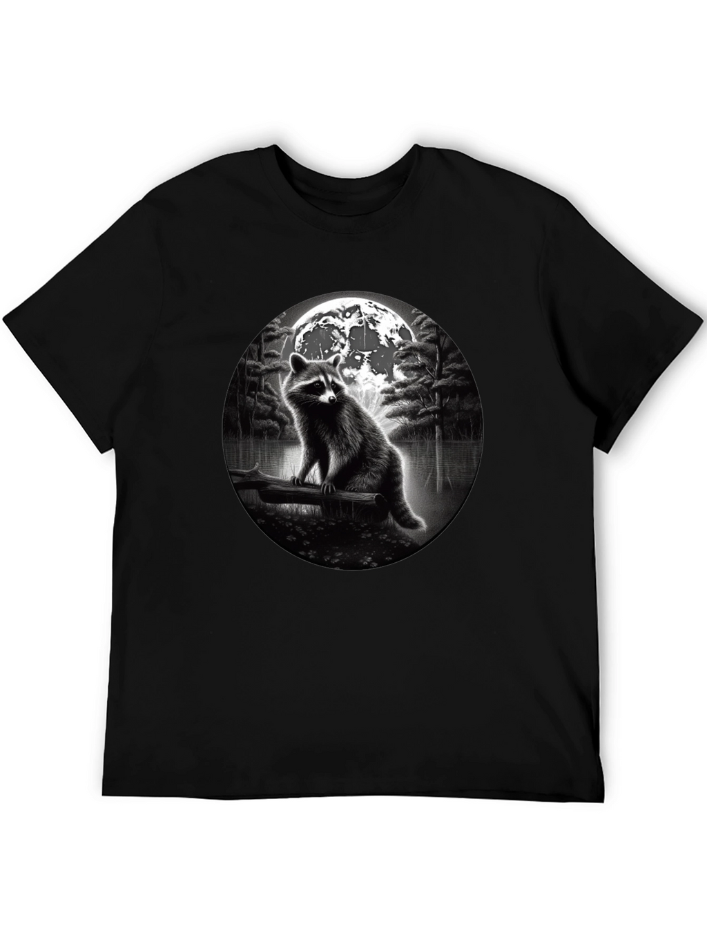 Raccoon Moon T-Shirt - Black