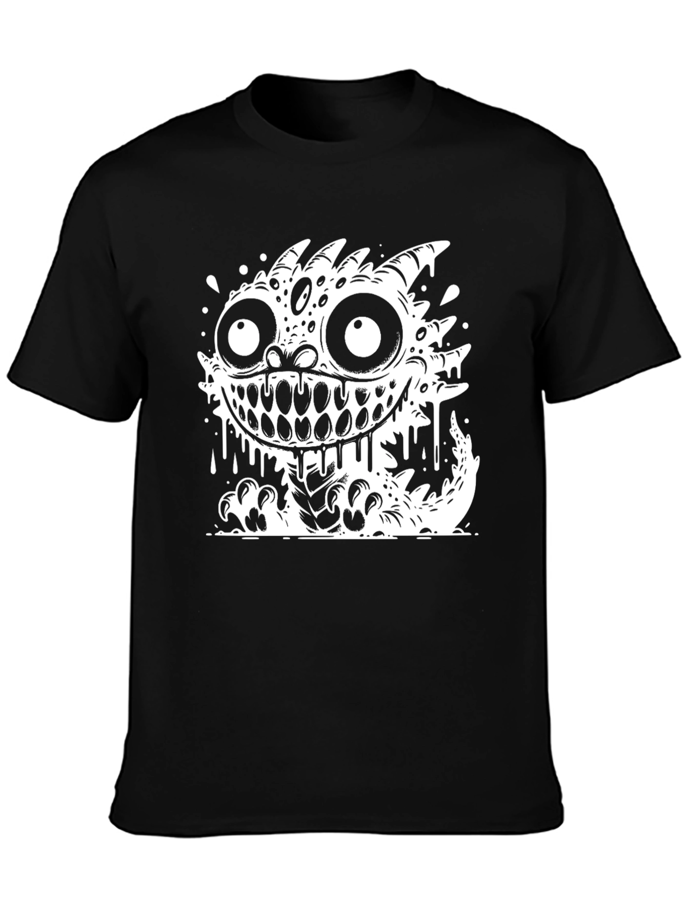 Monster Graphic Print Black T-Shirt