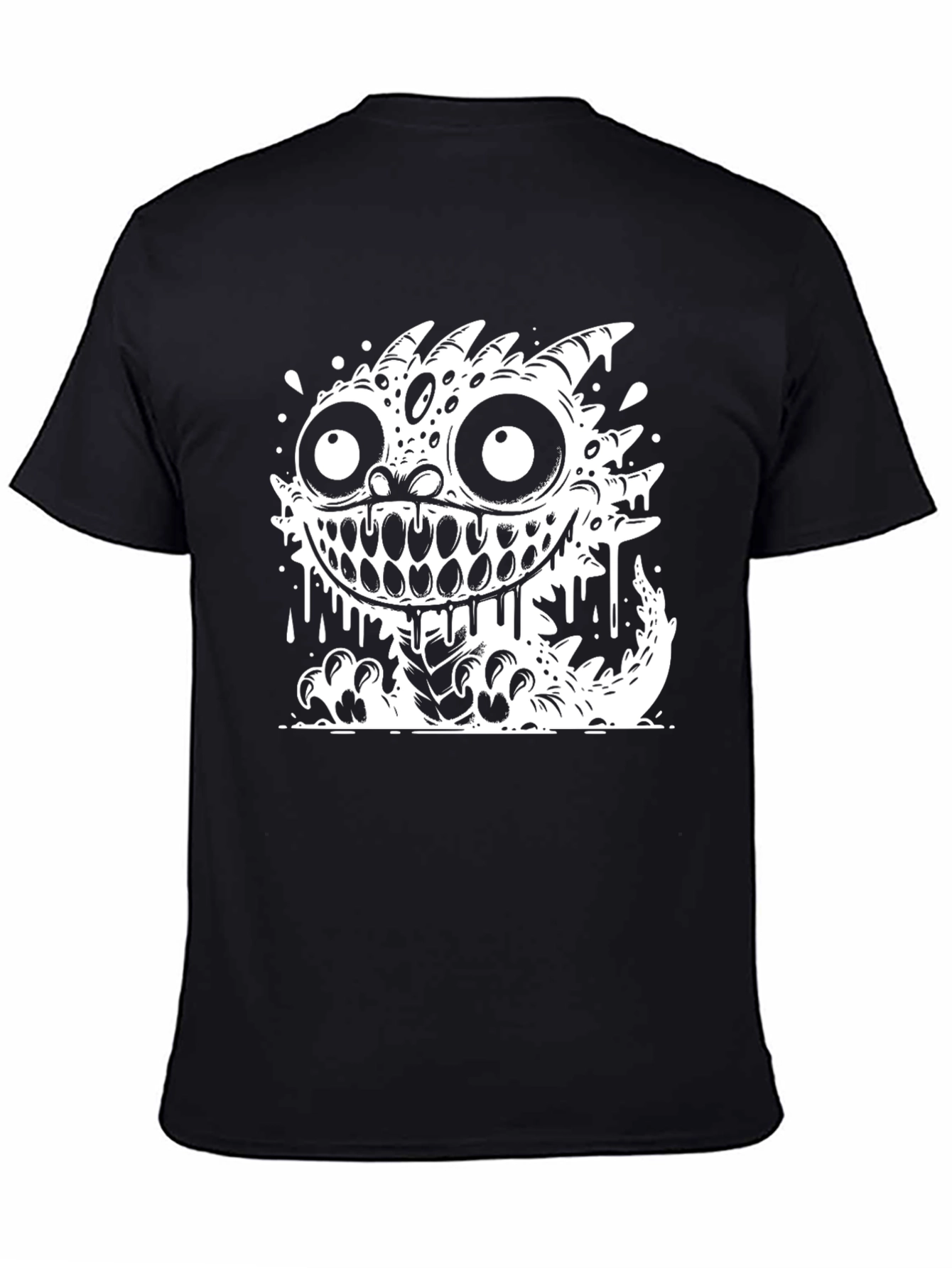 Monster Graphic Print Black T-Shirt