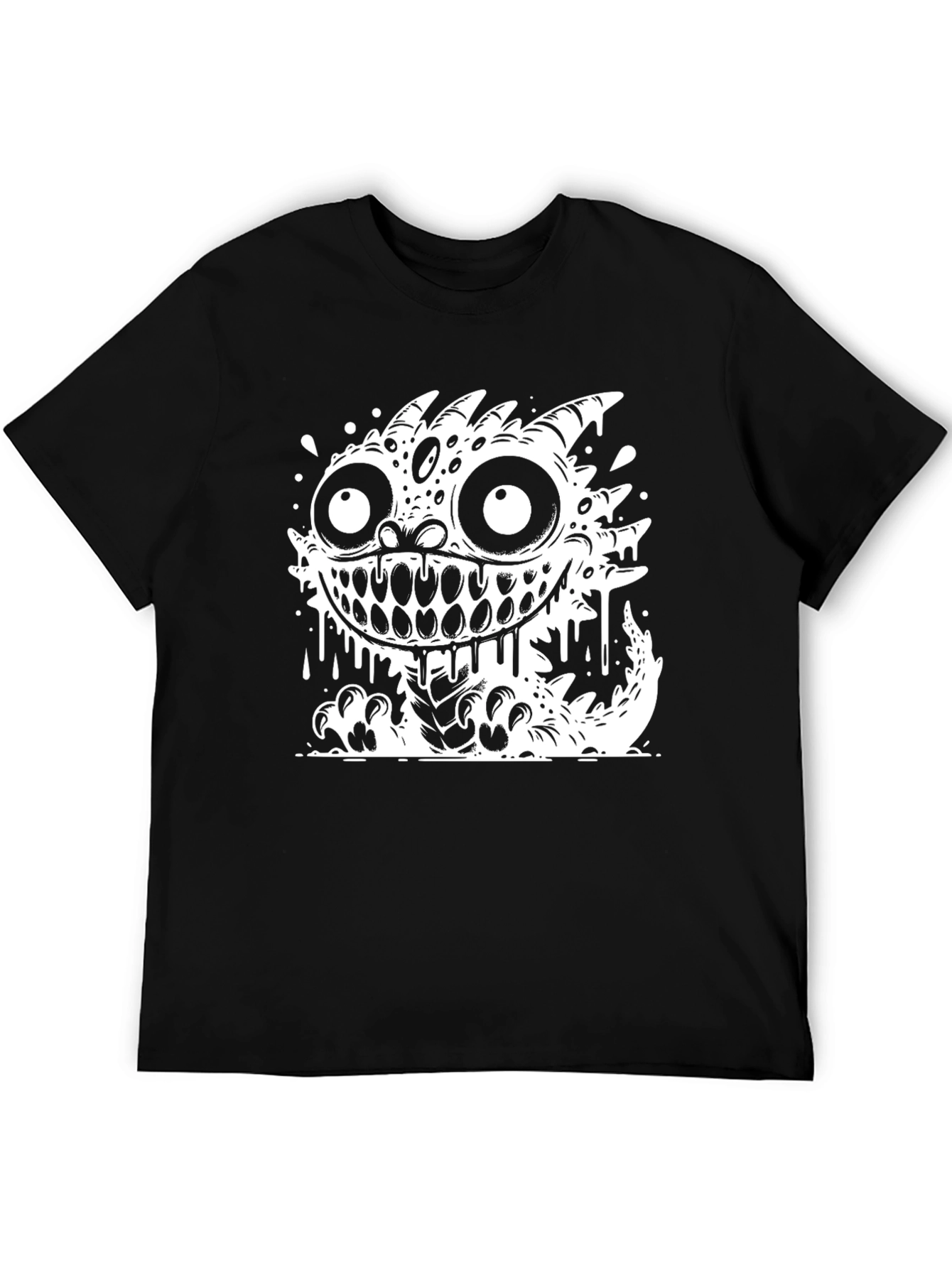 Monster Graphic Print Black T-Shirt
