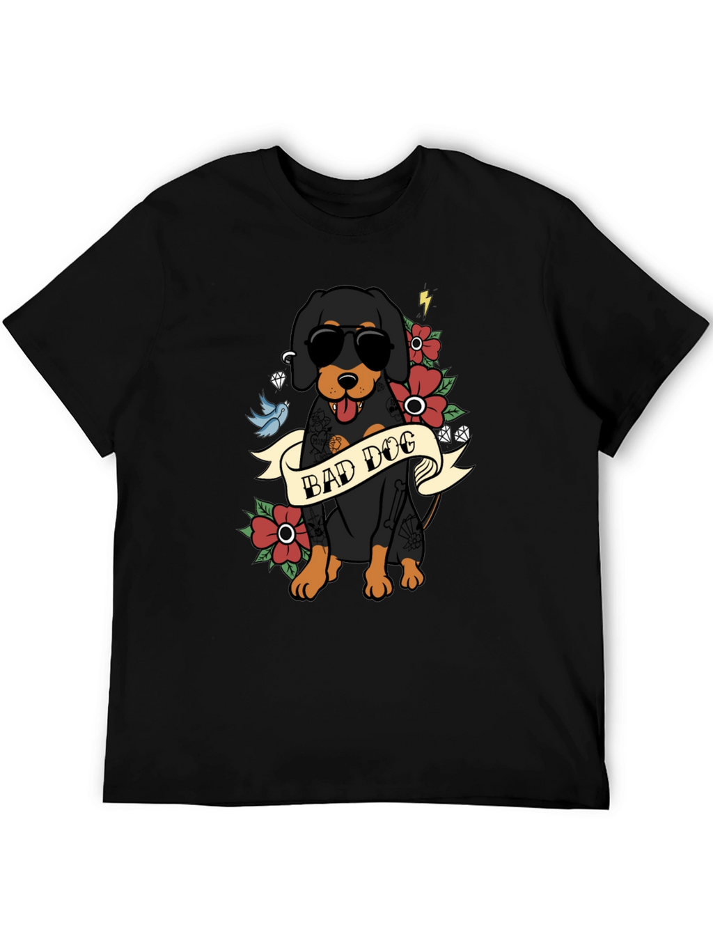 Bad Dog T-Shirt with Tattoo Style Graphic
