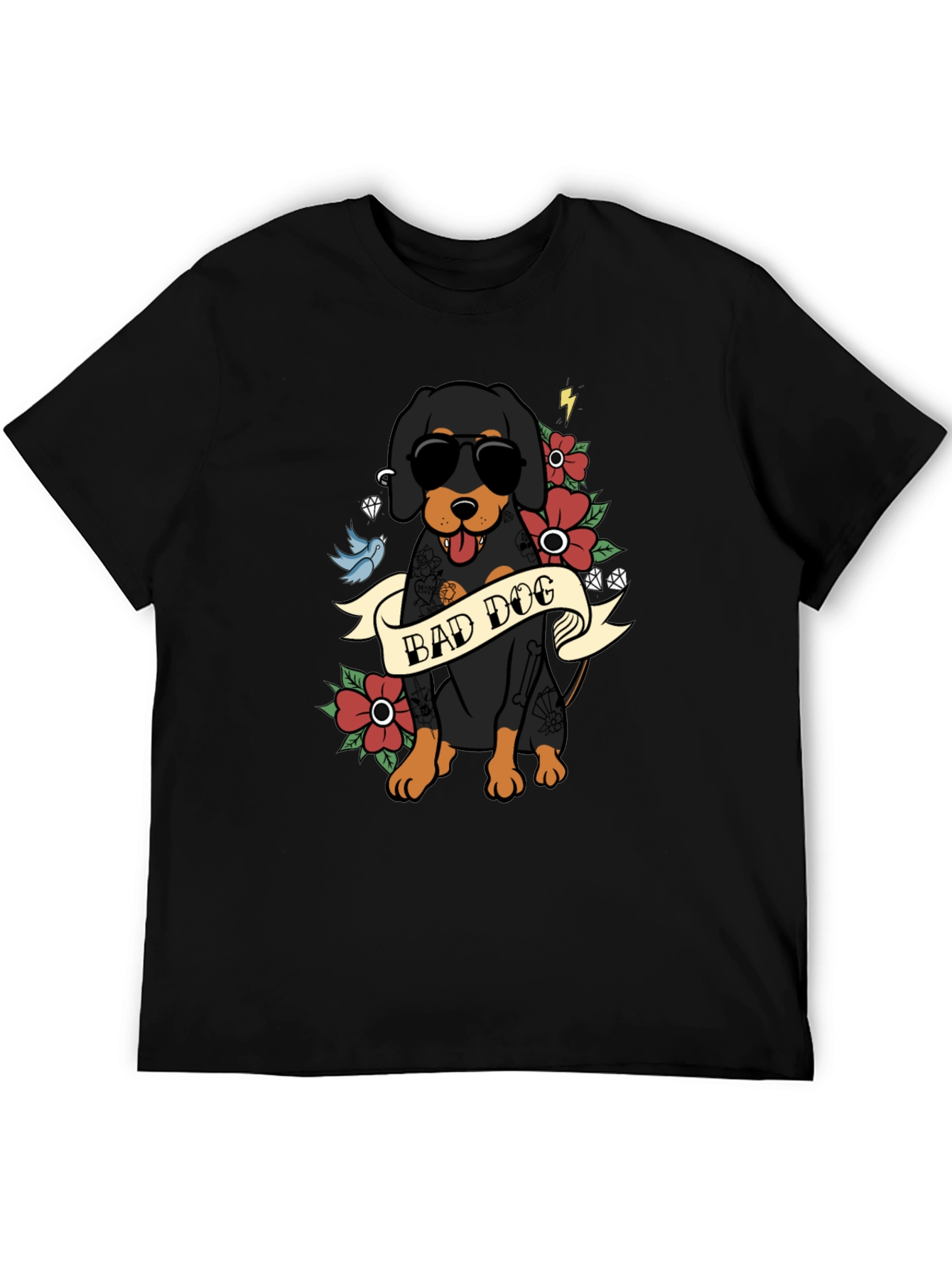 Bad Dog T-Shirt with Tattoo Style Graphic