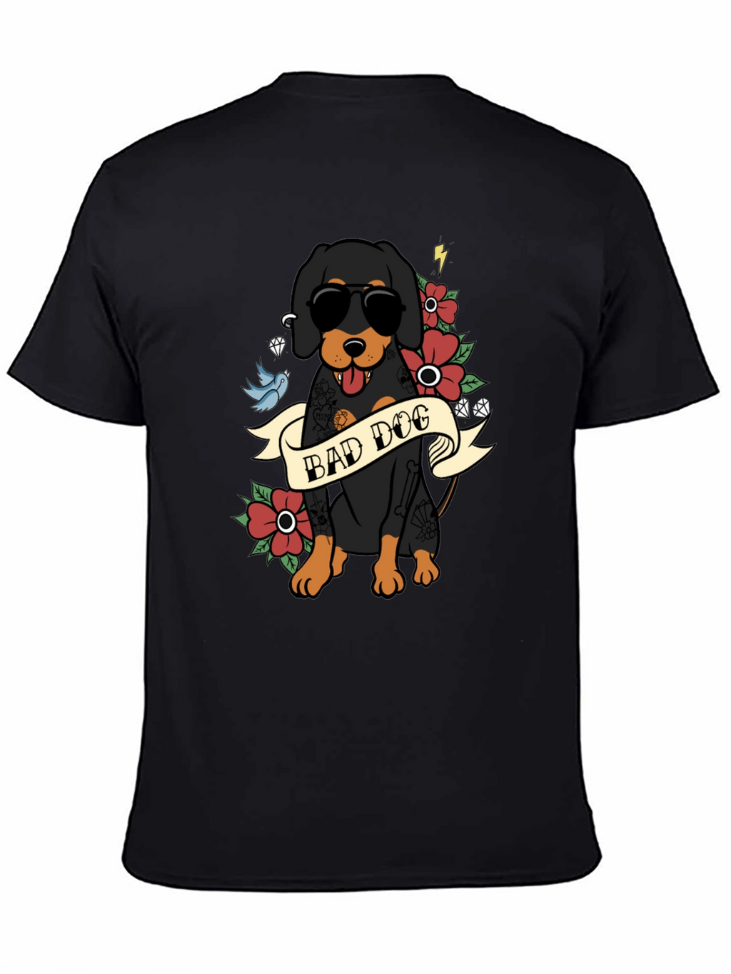 Bad Dog T-Shirt with Tattoo Style Graphic