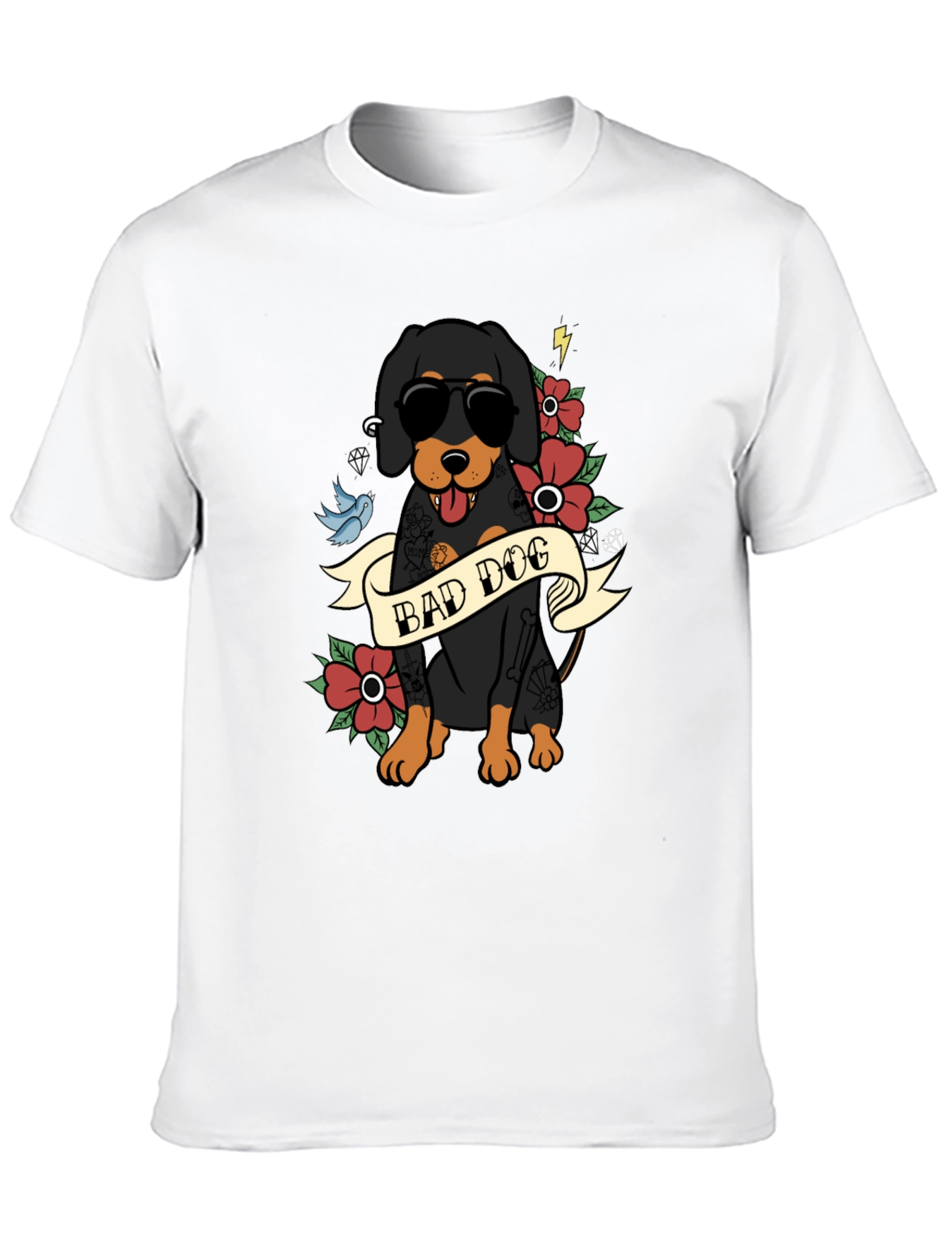 Bad Dog T-Shirt with Tattoo Style Graphic