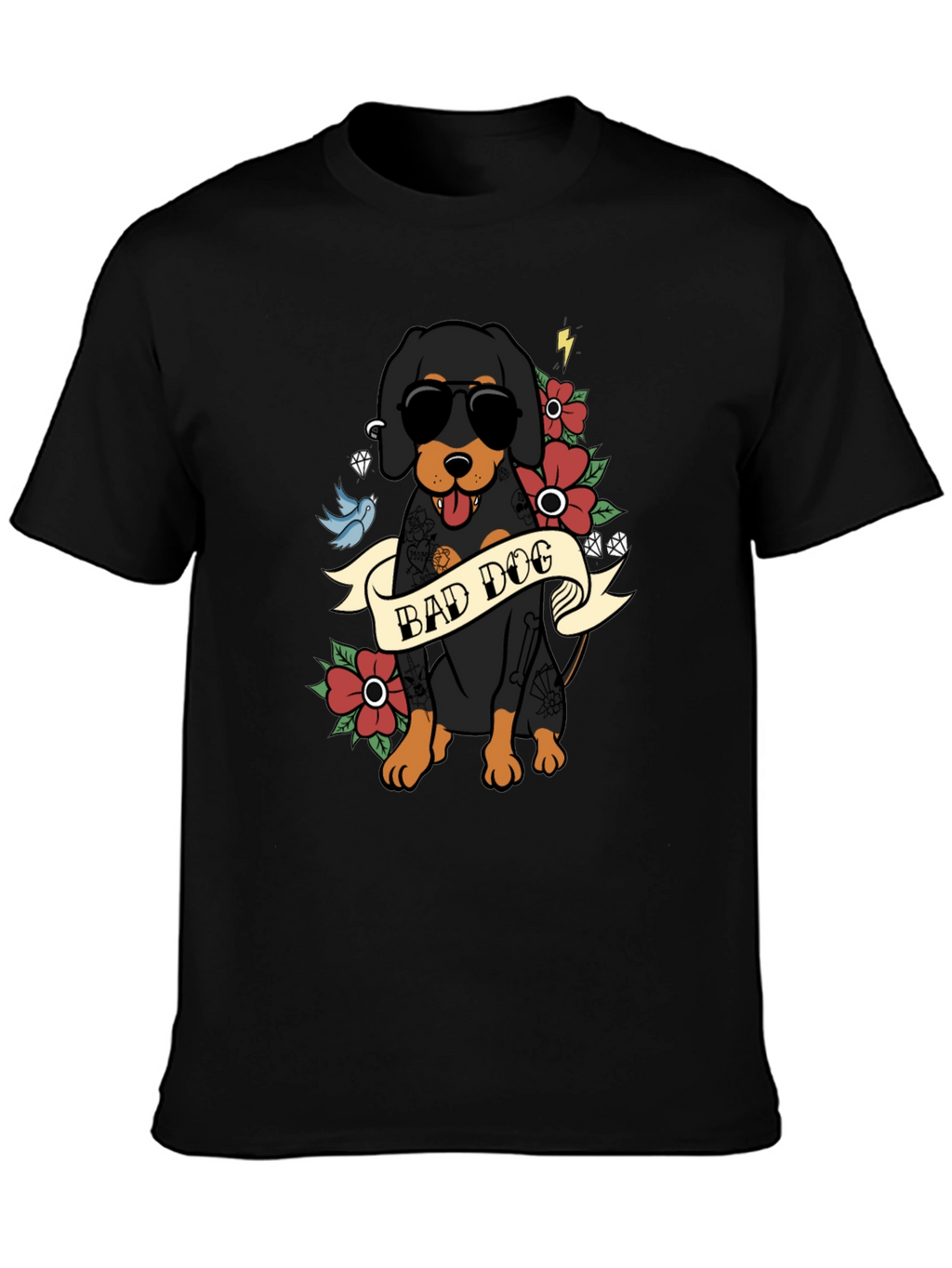 Bad Dog T-Shirt with Tattoo Style Graphic